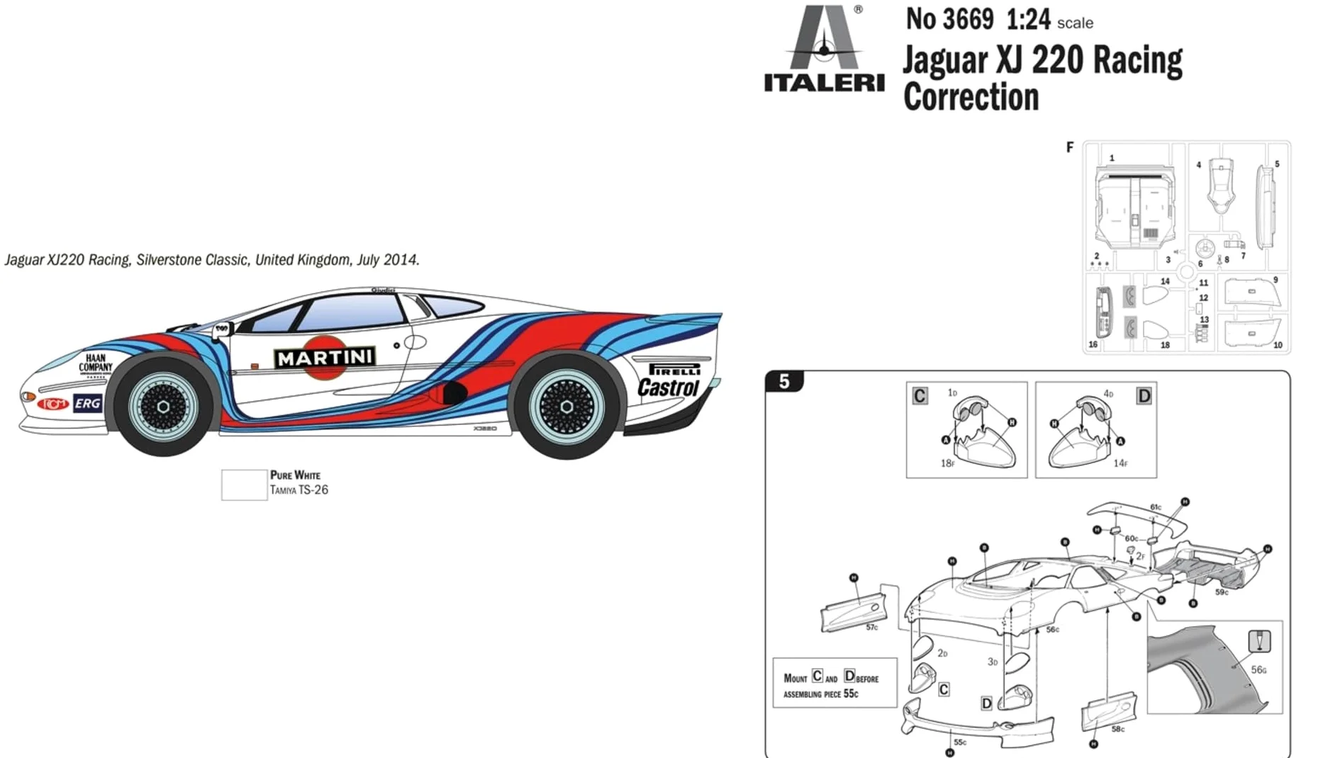 ITALERI 3669 Jaguar XJ 220 Racing, Model Kit/Modello in plastica da montare. Scala 1:24 Skill 2