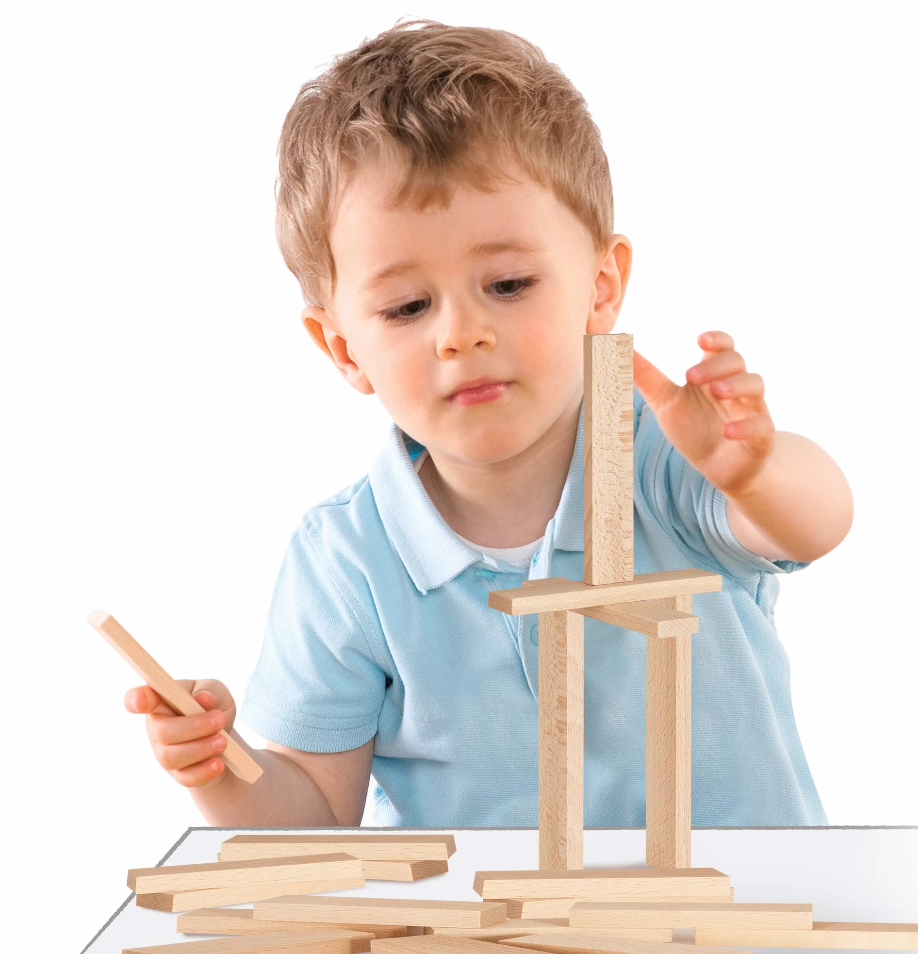 Eichhorn- Holzbaukasten Pietre Costruire, con Modelli, in Legno di faggio Certificato FSC 100%, 200 Pezzi, per Bambini dai 2 Anni in su, Colore Naturale, Small, 100001612