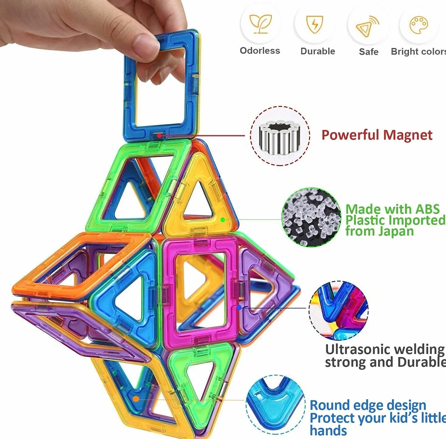 Condis 95 Pezzi Costruzioni Magnetiche Bambini 3-8 anni, Blocchi Calamite Gioco Educativi Regalo Montessori