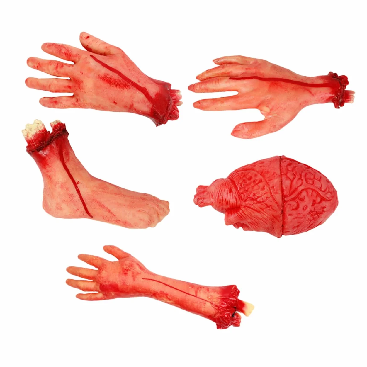 Abaodam Set 5 Pezzi Arti Finti Horror Halloween in Plastica Iperrealistica, Mani e Piedi Recisi Spaventosi per Decorazioni Casa Infestata e Feste a Tema