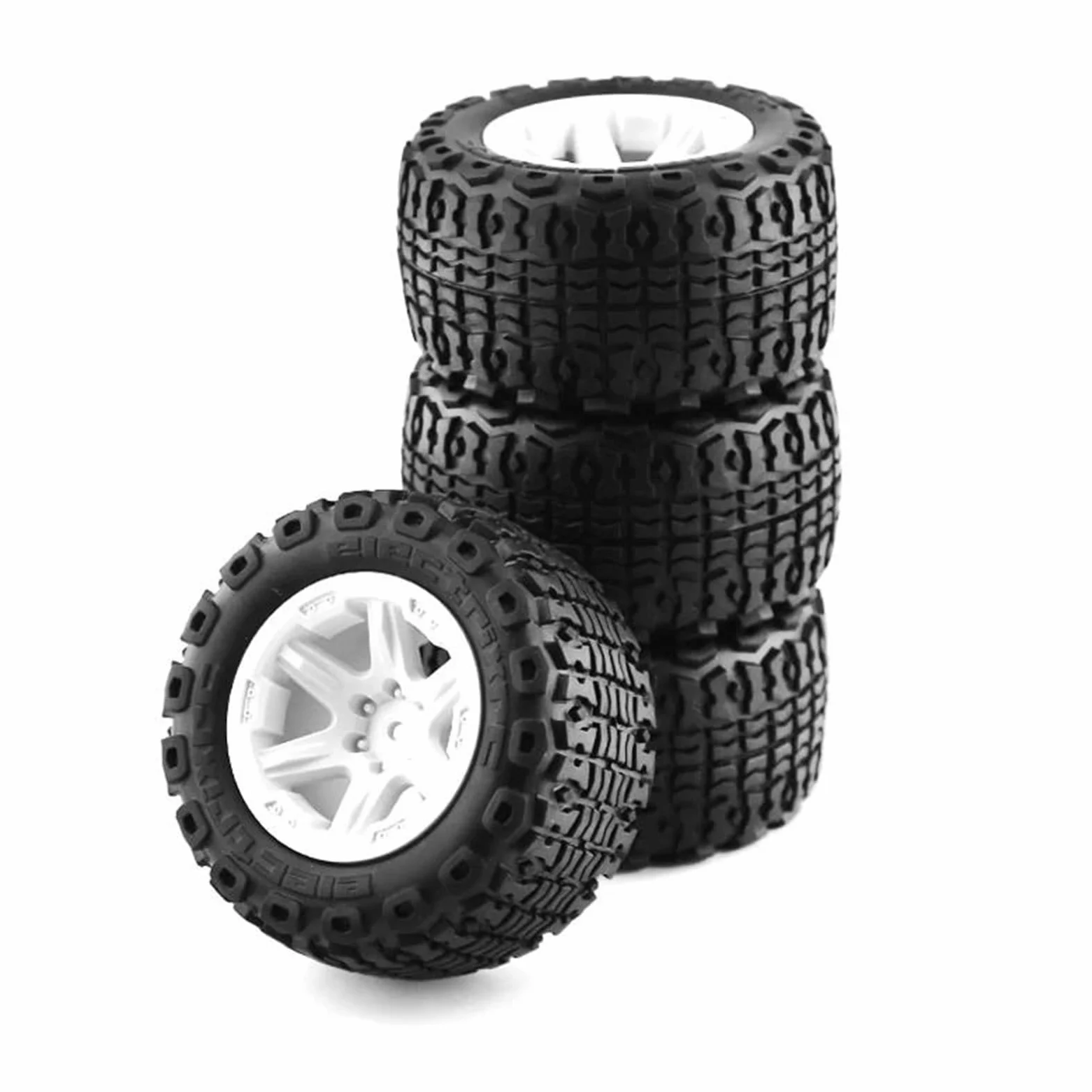 RC Car Pneumatico Ruota Compatibile con MJX per Hyper Go H16 16207 16208 16209 16210 4 Pezzi 104mm Diametro Ruota in Gomma Pneumatico con 12mm Esagonale per 1/16(Color1)