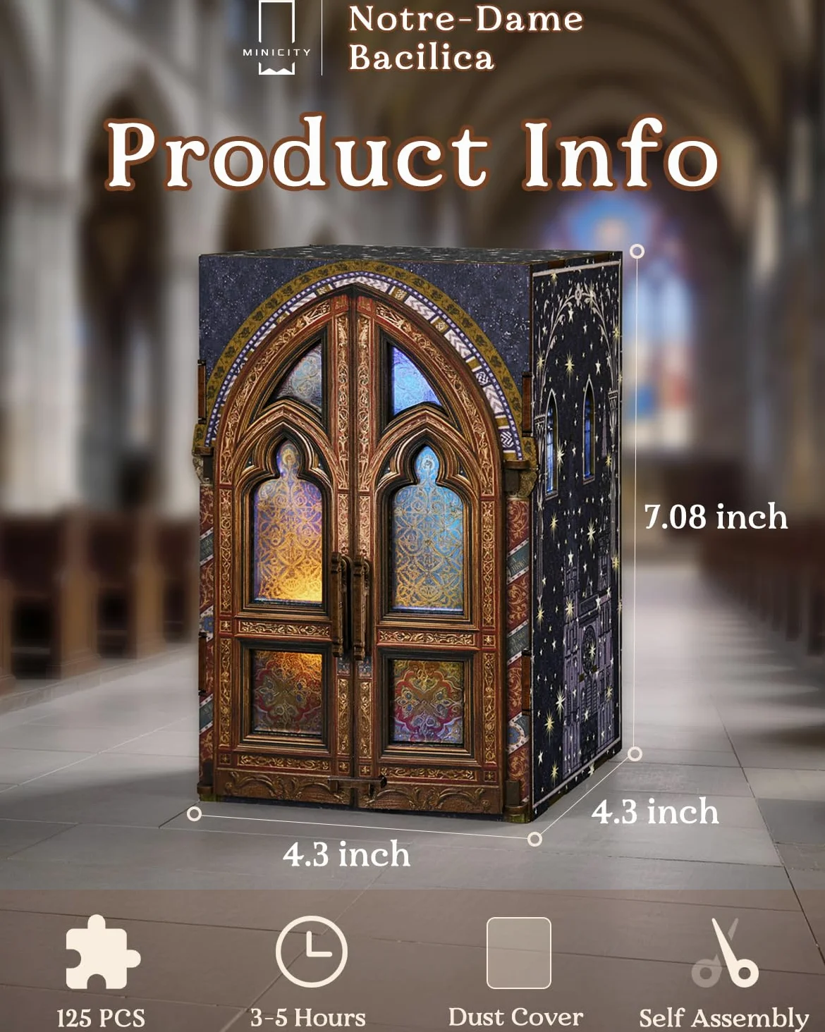 MiniCity Book Nook Kit fai da te, casa delle bambole, casa delle bambole, casa in miniatura, kit da costruire per adulti, puzzle in legno 3D, fermalibri, set creativo per libreria, idea regalo