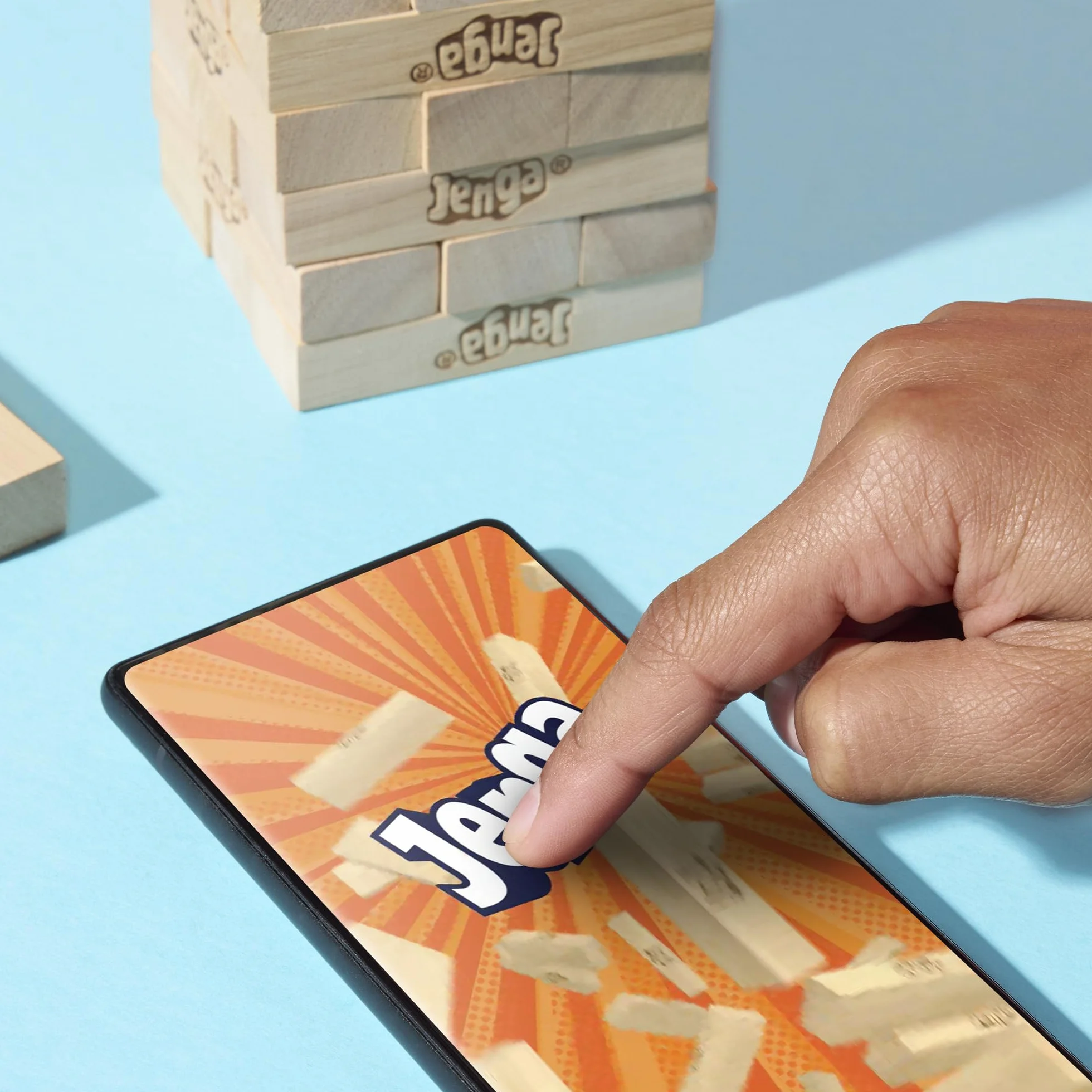 Hasbro Gaming, Jenga con Dado Digitale, Gioco di Impilamento per Famiglia e Amici, Idea Regalo, per Bambini e Bambine dai 6 Anni in Su, Contiene 54 Mattoncini in Legno, per 1 o Più Giocatori