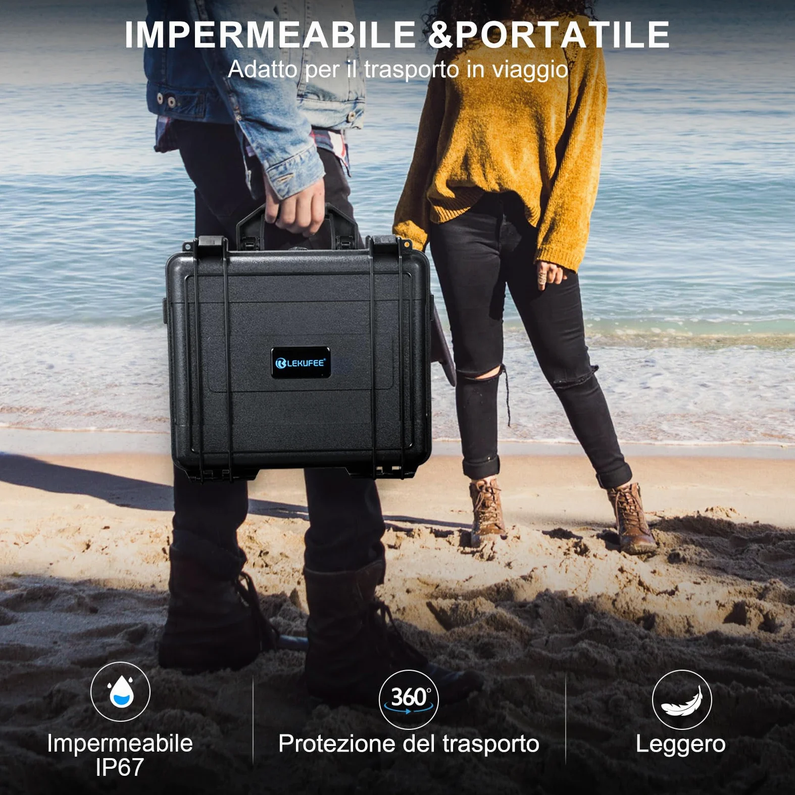 Lekufee Custodia Rigida Impermeabile per DJI Mini 4 Pro/3 Pro/Mini 3 Drone,DJI RC 2/N2/N1,Goggles 3(Non per Goggles N3)/2/Integra, RC Motion 2 e Accessori (Solo Valigia)