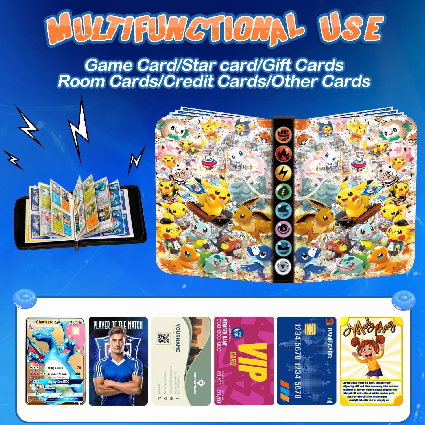 Album da collezione per carte, 50 pagine, capacità di 400 carte, album per carte da collezione, raccoglitore per carte, portacarte portatile e impermeabile, libretto per collezione di carte, regalo