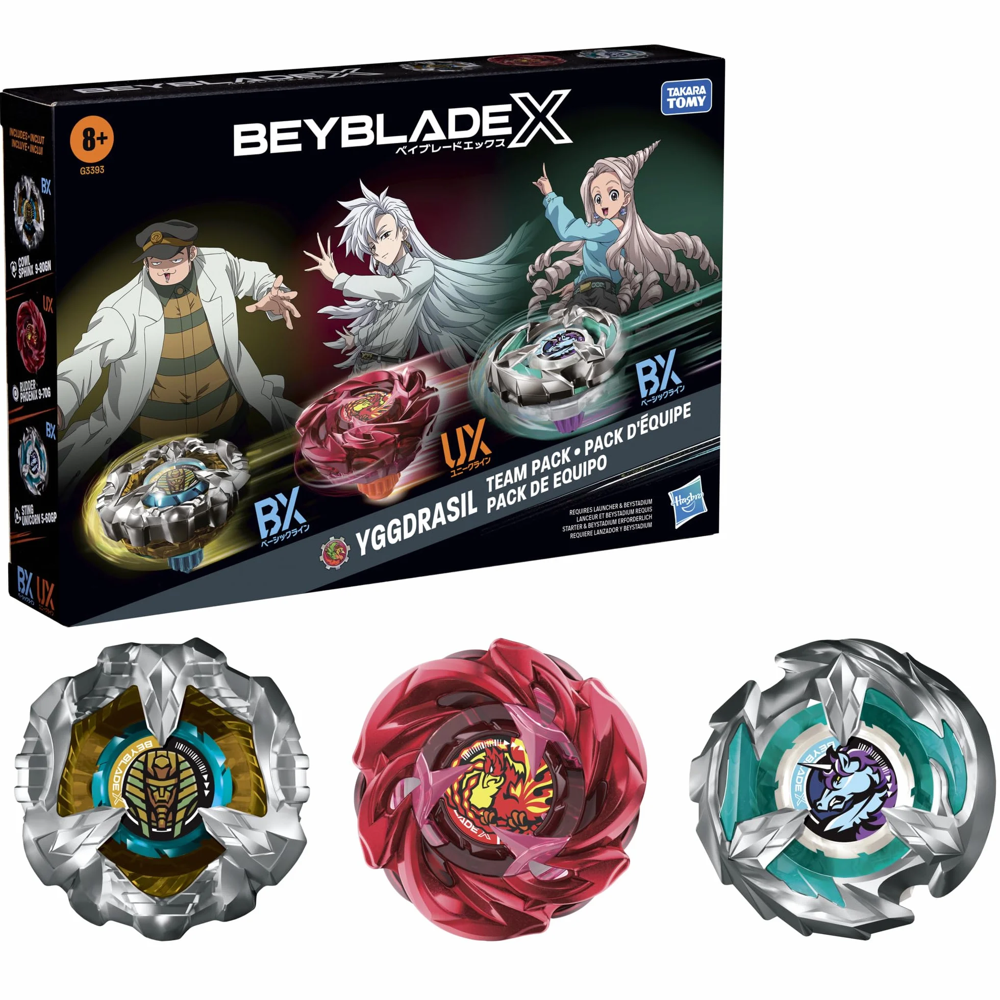 Hasbro Beyblade X Set Yggdrasil Team 3 trottole Takara Tomy Giocattoli 8+