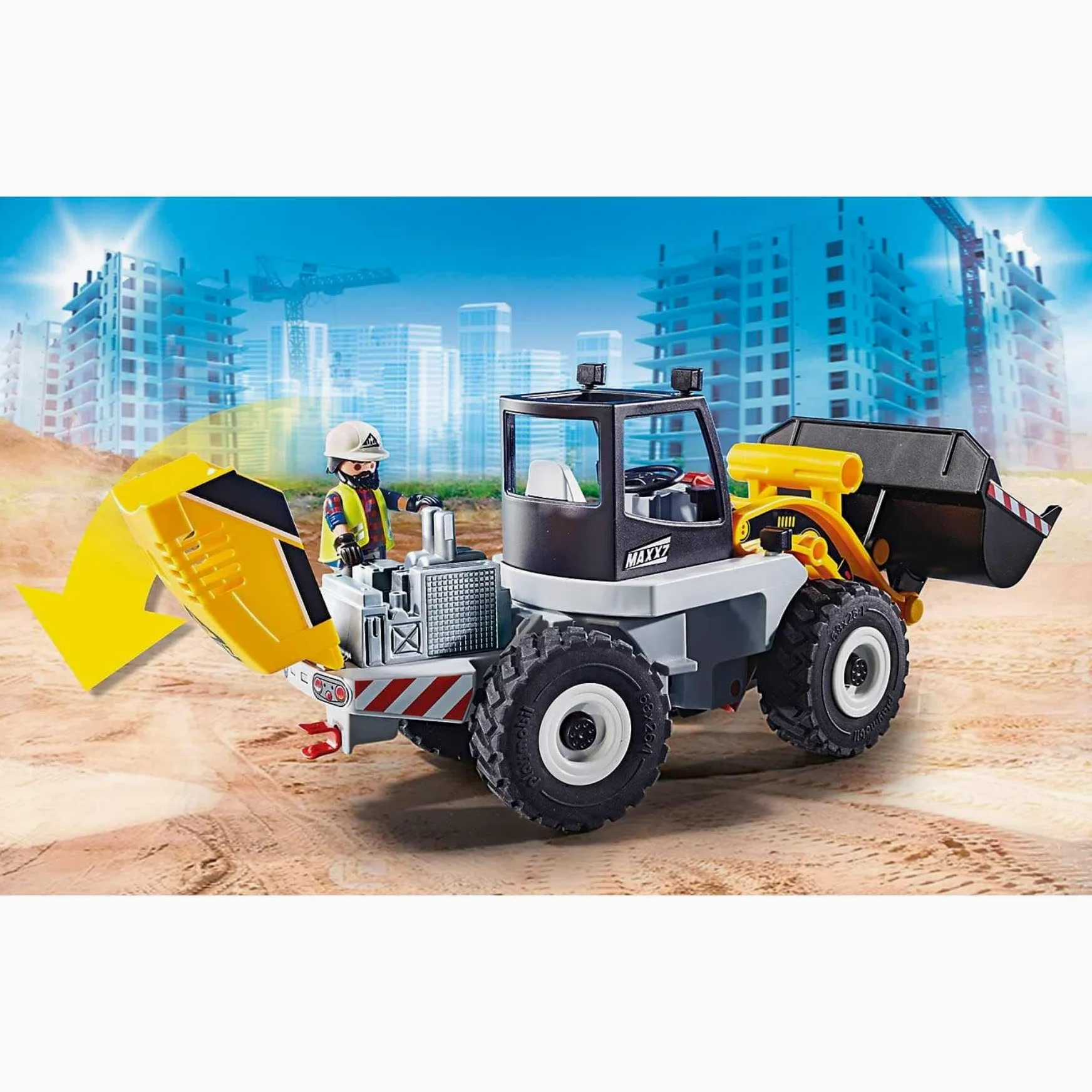 PLAYMOBIL 70445 City Action Construction Front End Loader with Movable Bucket, for Children Ages 5+