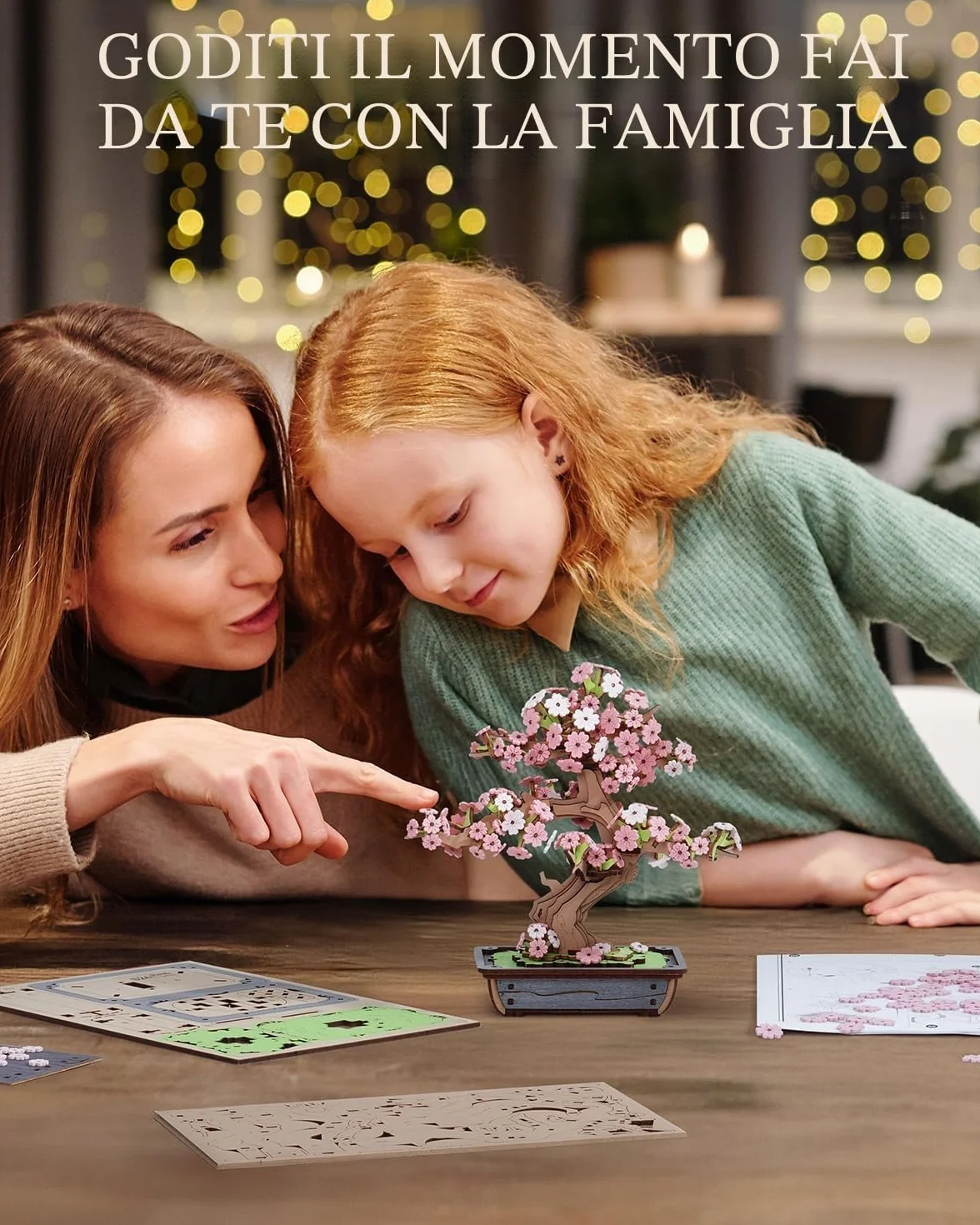 ROWOOD 3D Puzzle in legno Bonsai, kit modello pino fai da te per adulti da costruire, crea il tuo kit di costruzione in legno, decorazione unica per la casa (Sakura Bonsai)