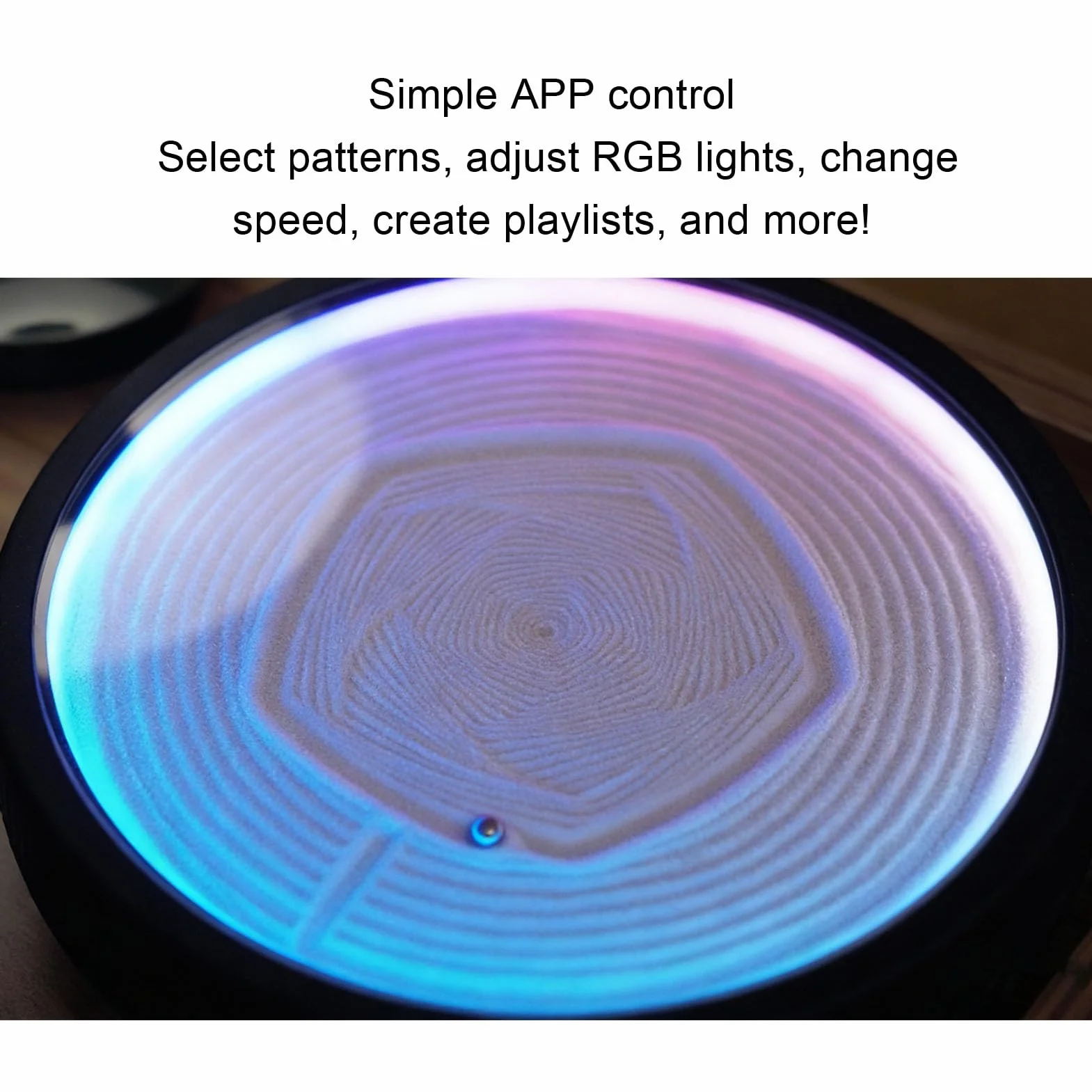 Xiuganpo Mini Robot per Pittura con Sabbia, Ornamento da Tavolo, Macchina per Arte della Sabbia Zen con Controllo App, LED RGB, Motivi Personalizzati, Antistress per L'arredamento di Casa