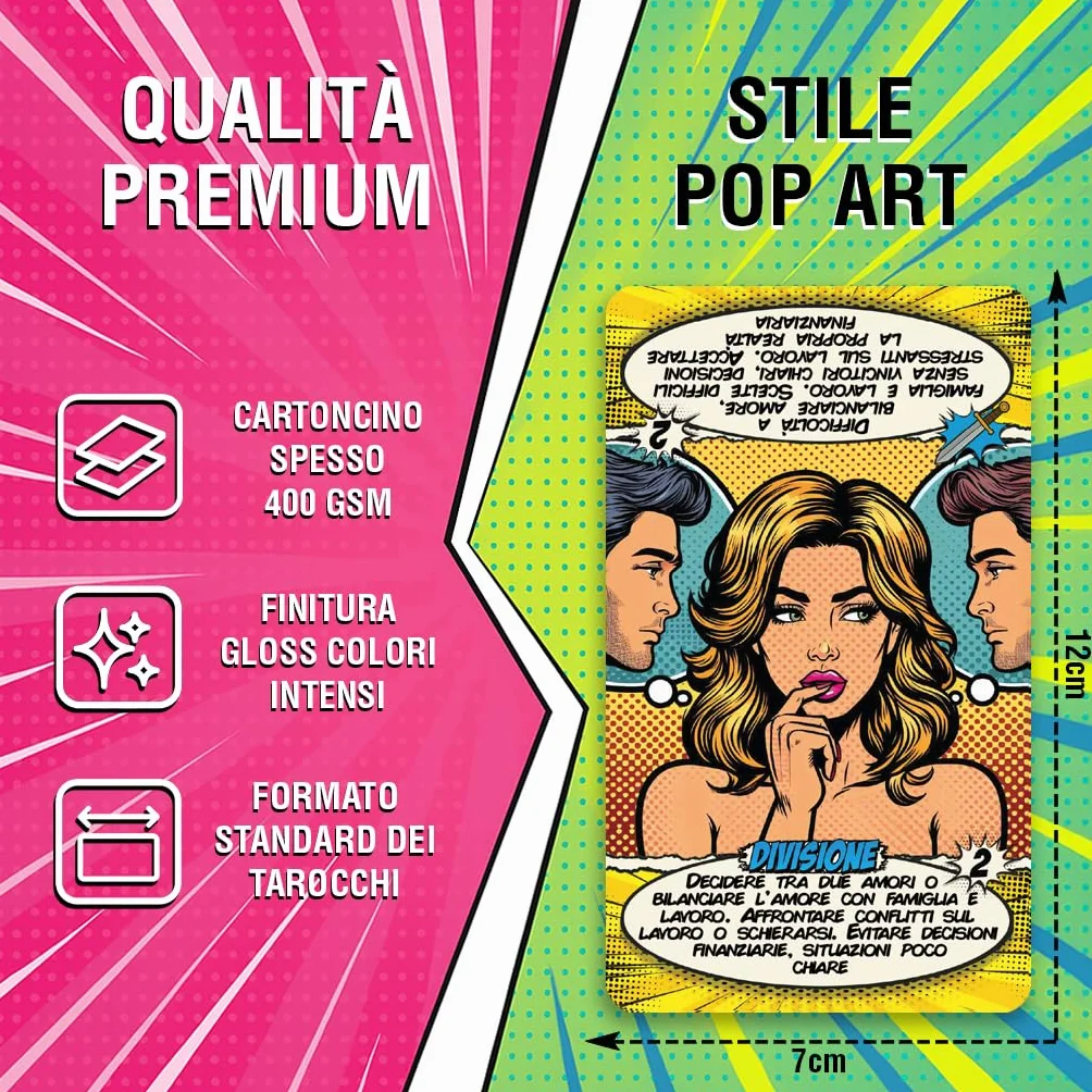 Tarocchi Pop Art – Carte Italiane con Significato e Manuale per Principianti e Avanzati – Scatola Magnetica Regalo 400gsm