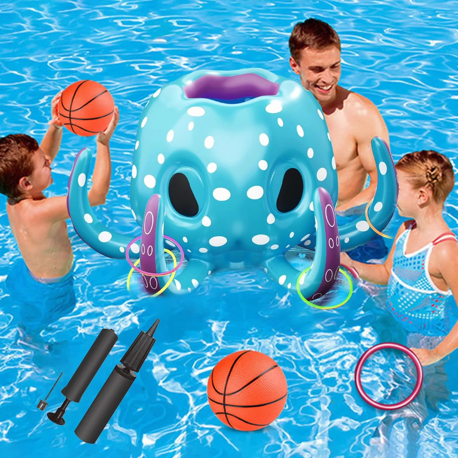 HIQE-FL Canestro da Basket da Piscina,Galleggianti gonfiabili per Piscina,Giocattolo Gioco da Lancio per Piscina Bambini Adulti,Giochi Gonfiabili per Bambini,per Bambini e Adulti
