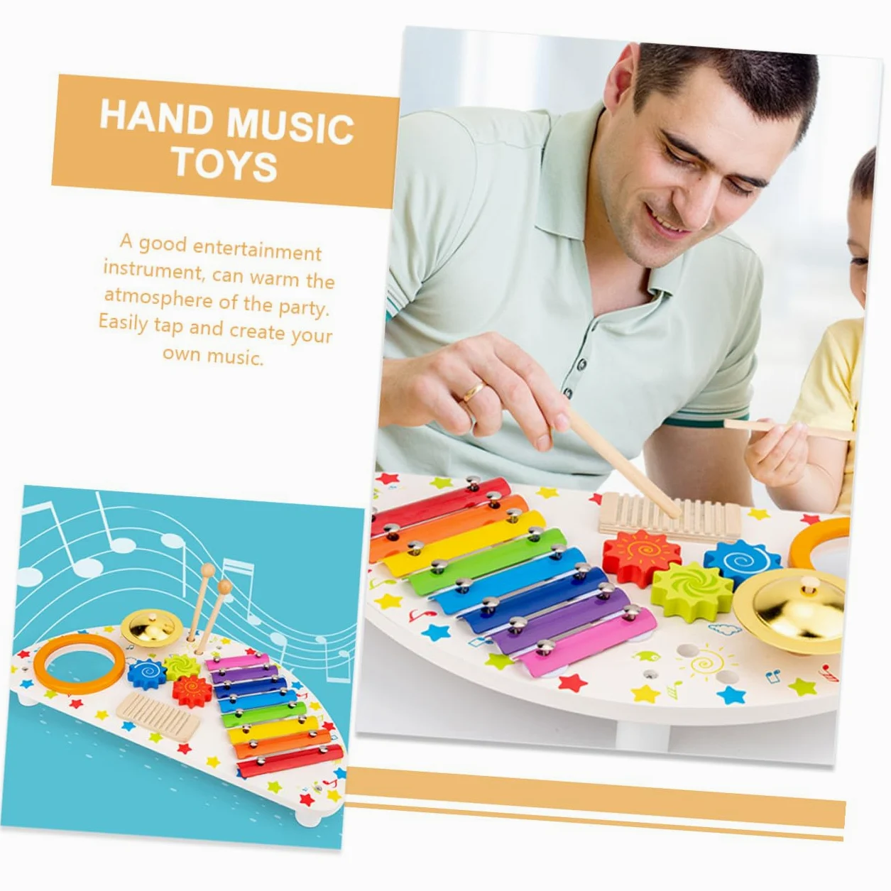Set di Strumenti Musicali in Legno per Ragazzo Ragazza Xilofono e Percussioni per Divertimento e Apprendimento Musicale