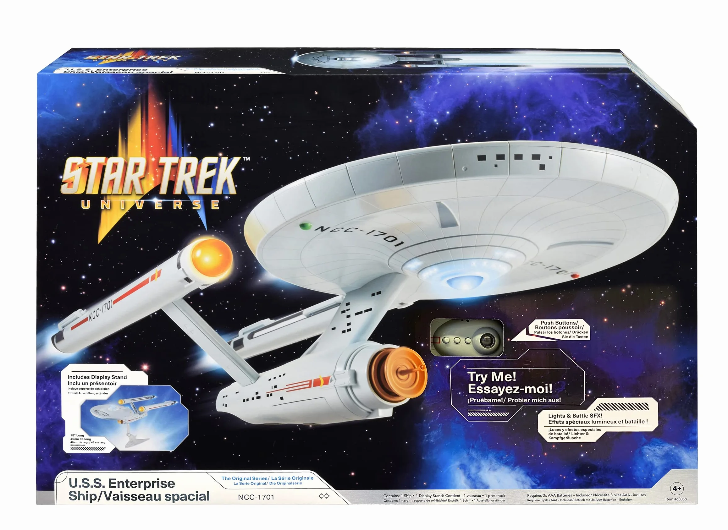 BANDAI USS Enterprise NCC-1701 Star Trek Modello | 18'' Autentico Modello Enterprise Con Luci, Suoni e Espositore | Starship Gifts e Toys