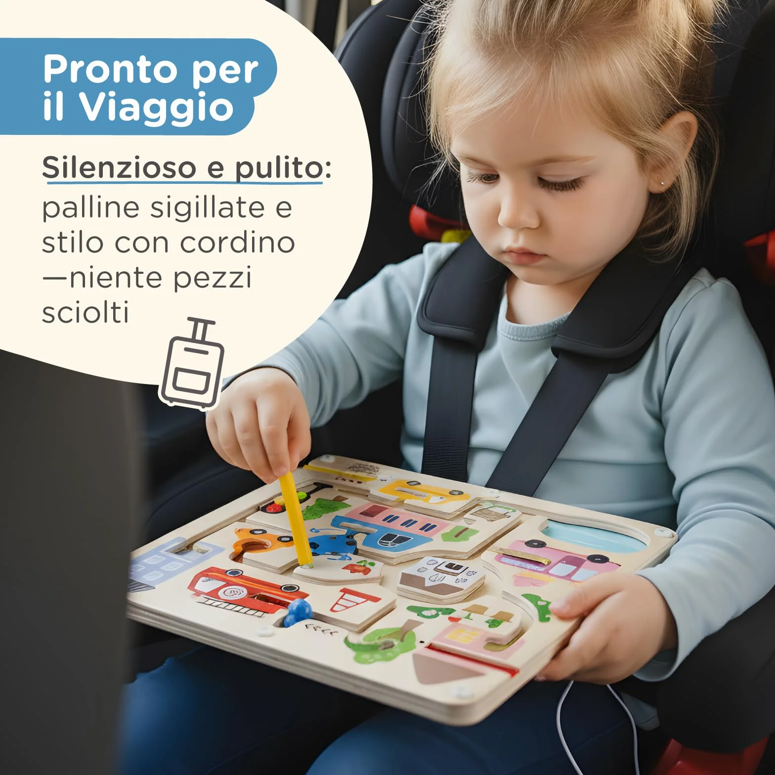 Nene Toys Labirinto Magnetico per Bambini 2+ Anni – Gioco Magnetico da Viaggio Busy Board Montessori