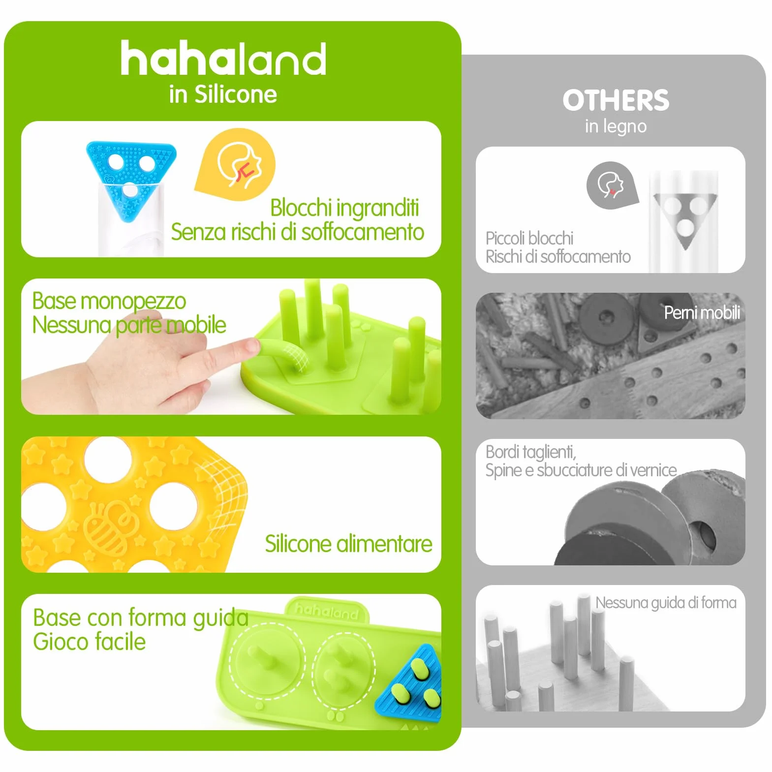 hahaland Gioco Sensoriale in Silicone per Bambini 12+ Mesi, Gioco Impilabile Morbido, Blocchi Montessori per Sviluppo Sensoriale e Motricità, Regalo per Bambini 1-3 Anni