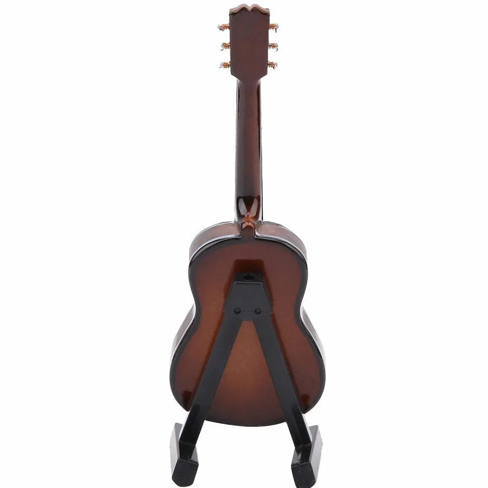 Chitarra decorativa in legno miniatura artigianale marrone 10cm