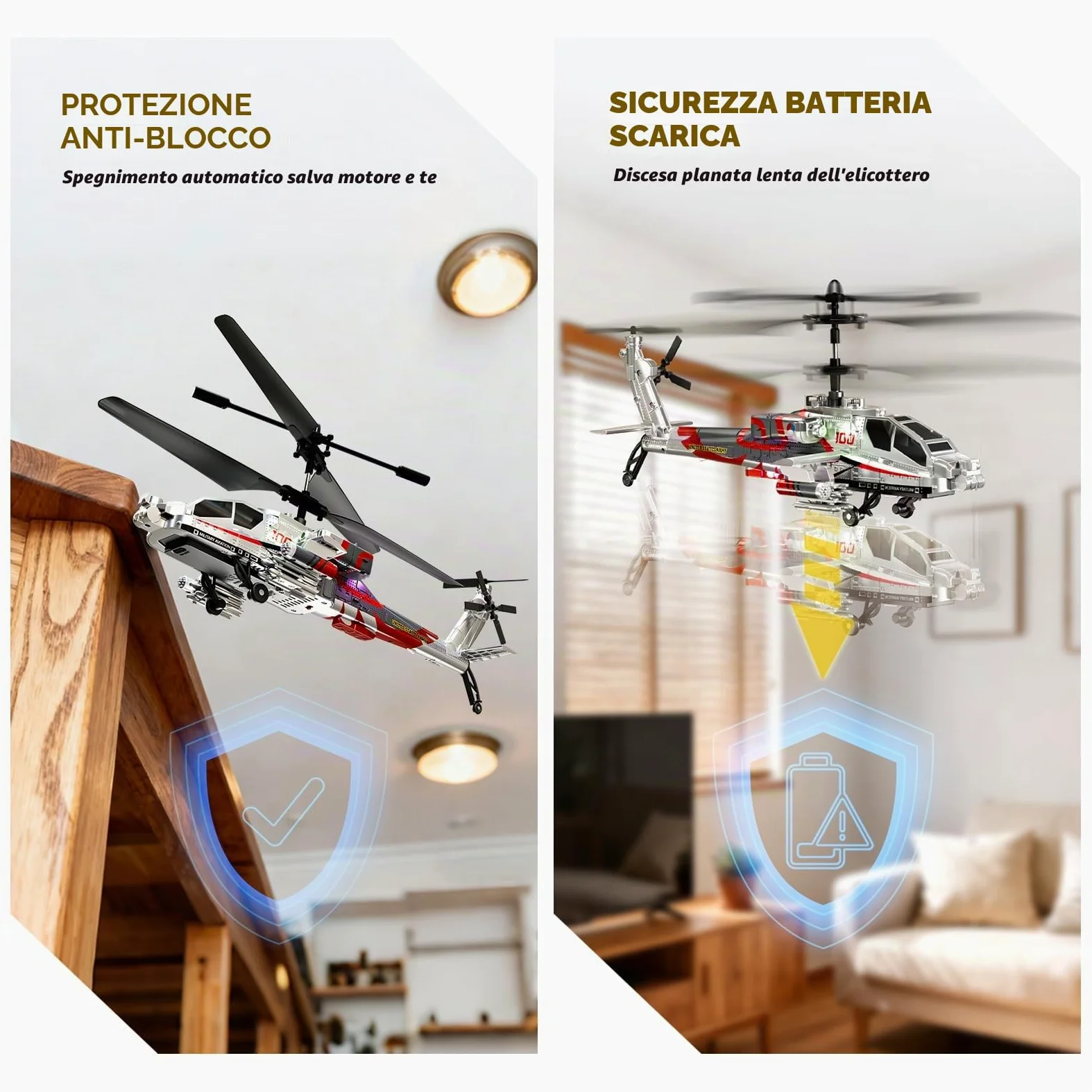 XIKOTEC Elicottero Telecomandato per Bambini Elicottero Radiocomandato | Elicottero RC con 2 Batt, LED & Decollo/Atterraggio 1 Tasto, Elicottero Giocattolo Giochi Regalo per Ragazzi 8+ Argenteo