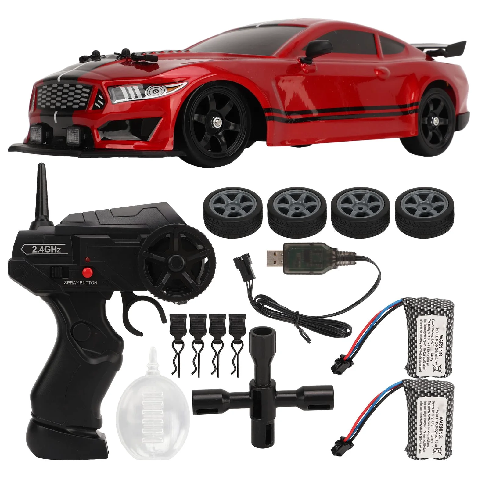 BuyWeek Macchina Telecomandata, 1/16 2.4 Ghz Auto Telecomandata 18km/h Auto RC con Luci a LED per Bambini Adulti (Doppie Batterie)