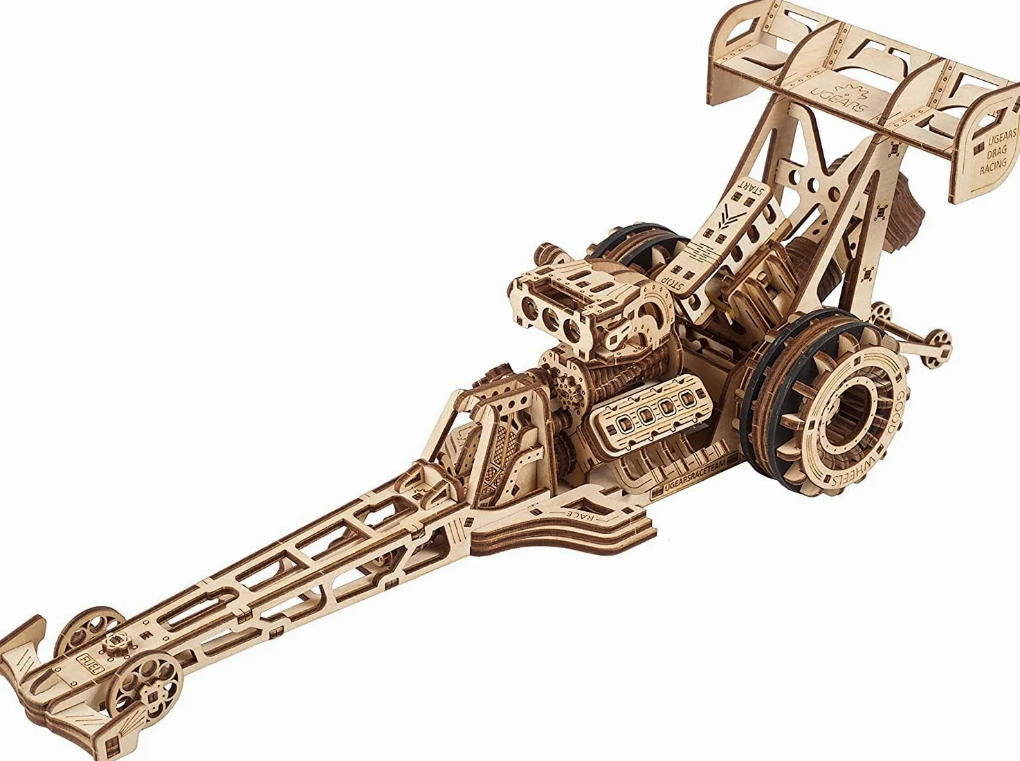 UGEARS Kit Modellino Auto da Costruire - Dragster Modellismo da Costruire Adulti e Bambini con un Potente Motore ad Elastico - Auto da Corsa Puzzle 3D Legno - Modellini da Costruire Wooden Puzzle