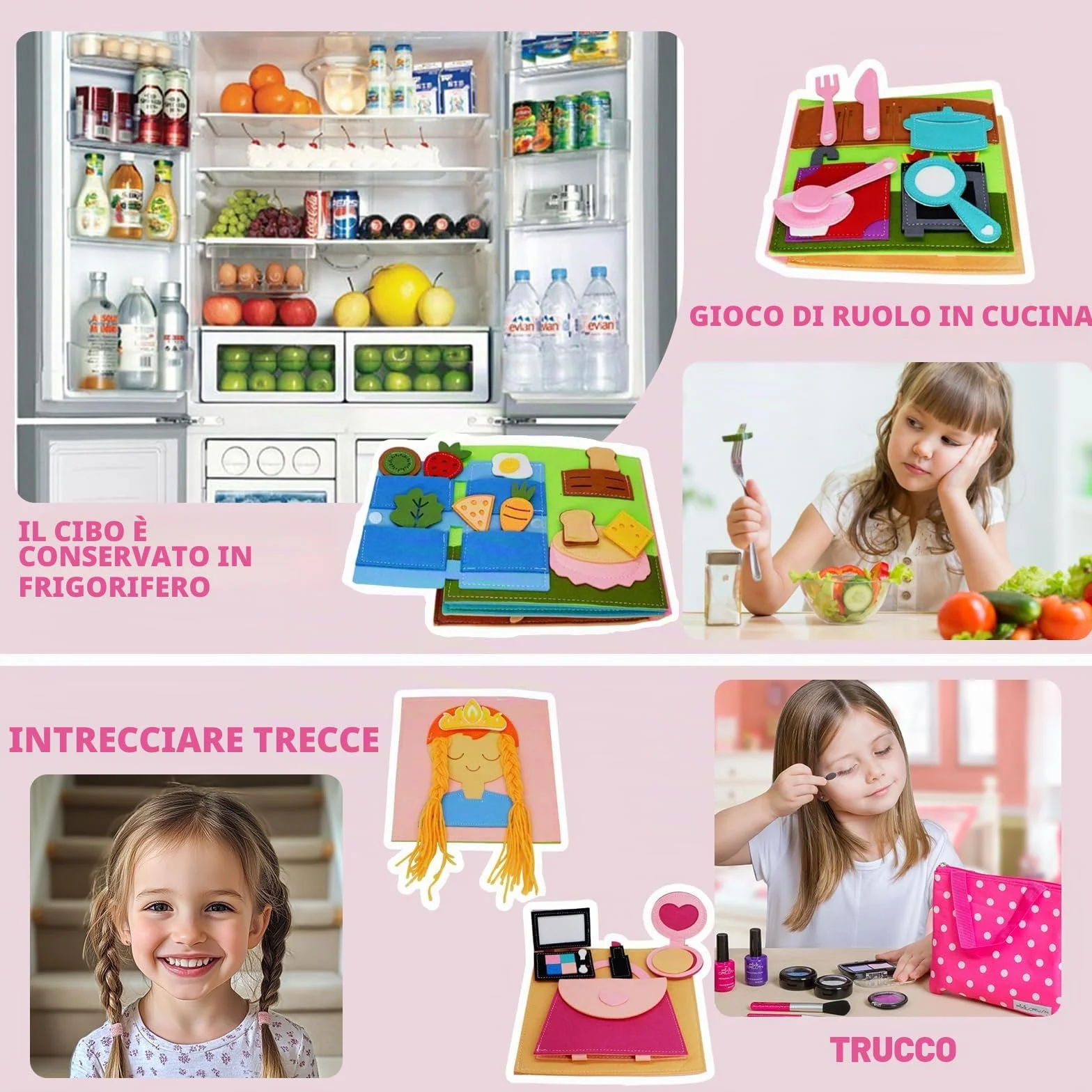 Libro Sensoriale Montessori per Bambini 1-6 Anni, Gioco Educativo 3D in Feltro