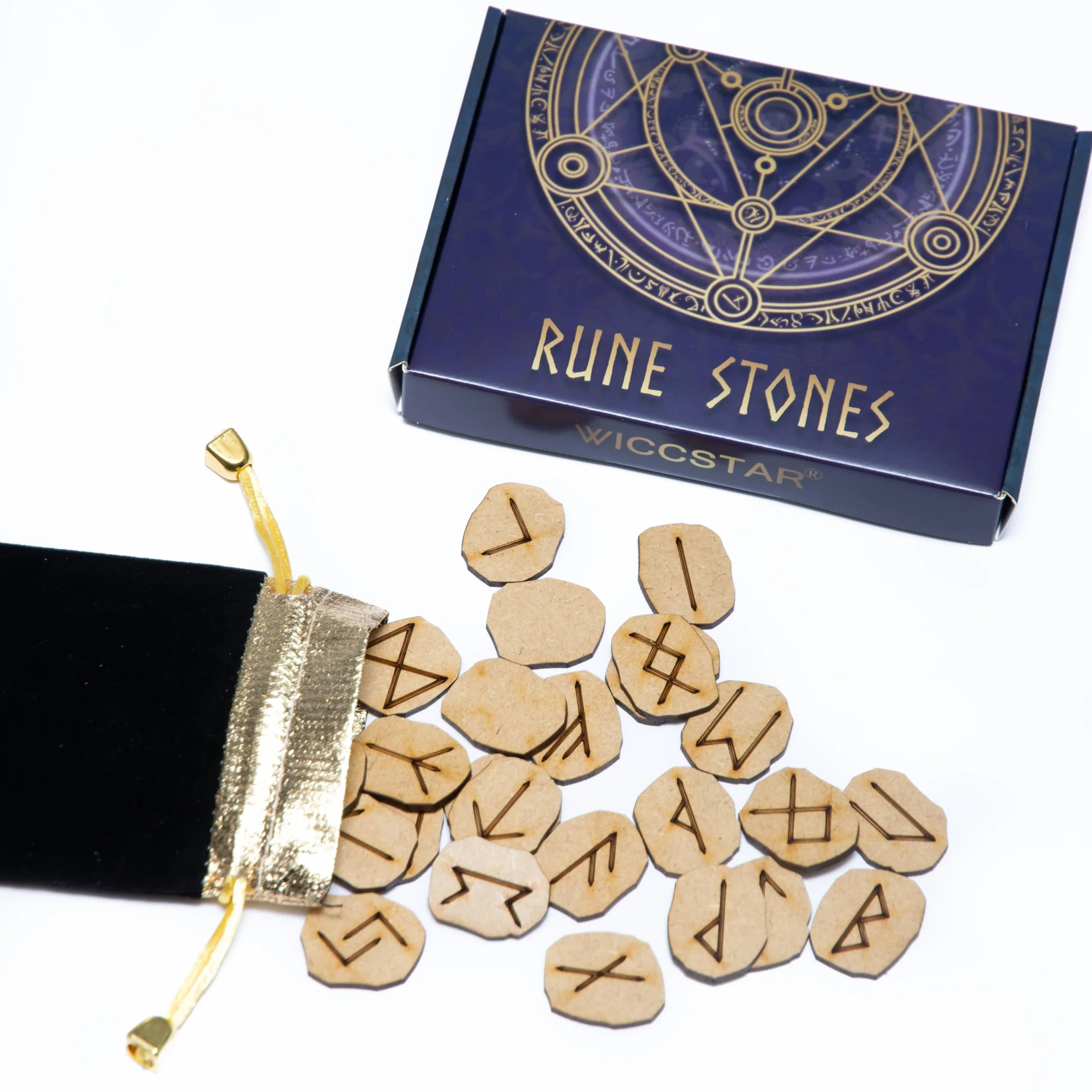 Rune Pietra celtiche Stone Set Borsa con Layout