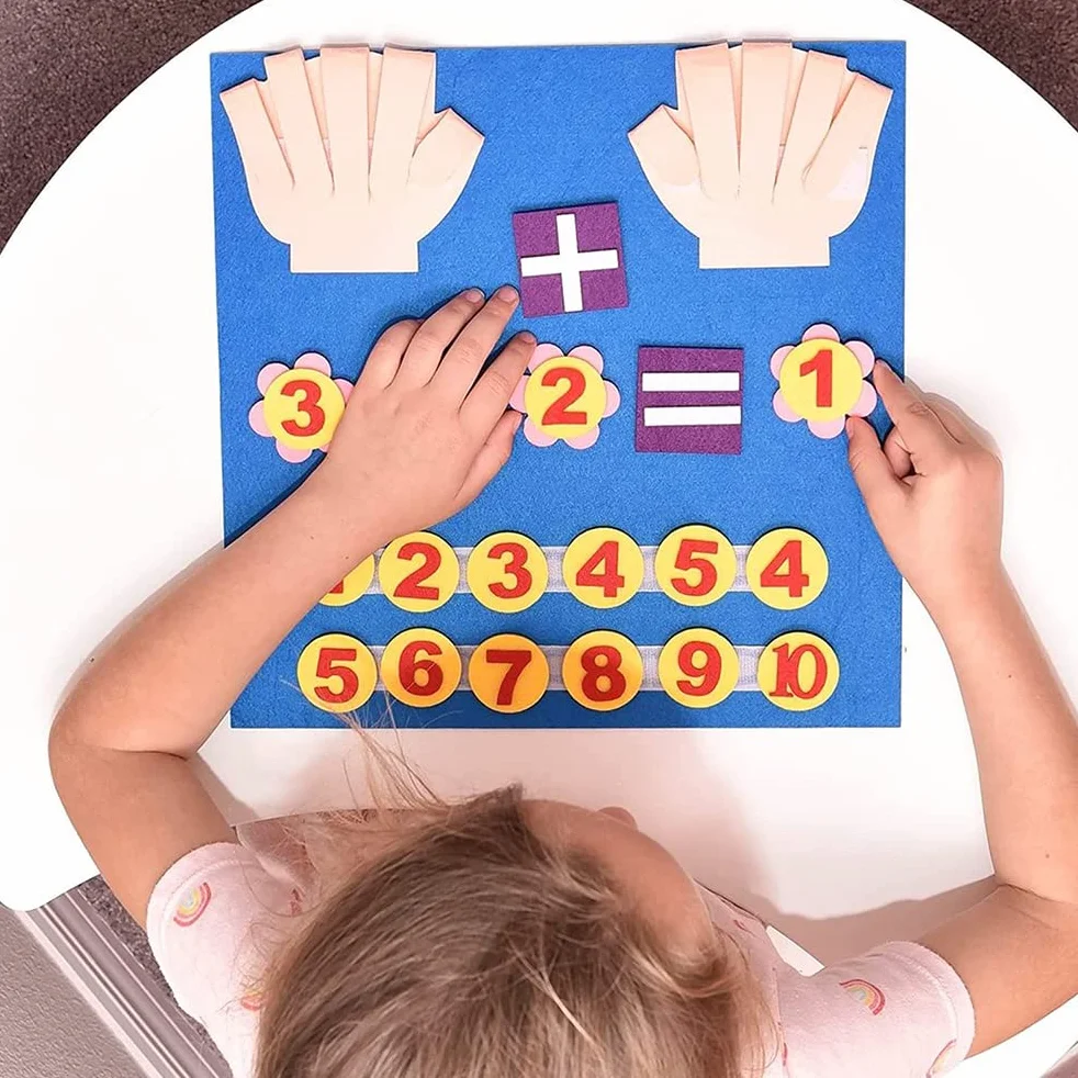 TARSHYRY Giocattolo per Contare la Lavagna in Feltro per Bambini, Aiuto per l'apprendimento dei Numeri, Strumento Educativo per la Scuola Materna e Prescolare (BLUE)