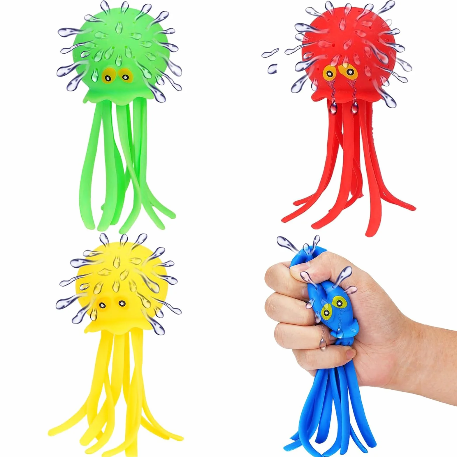 4 Pezzi Giocattolo Medusa ad Acqua, Giocattolo Fidget Morbido Galleggiante per Bagnetto, Giocattolos Divertente per Piscina, Regalo di Vacanze Estive per Bambini