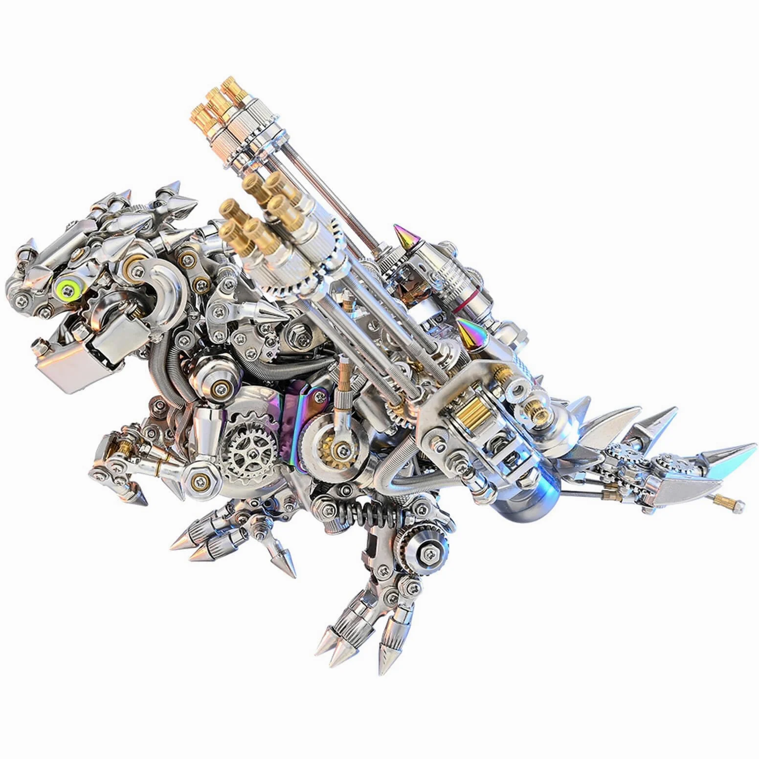 Kit di puzzle 3D in metallo dinosauro - Modello Steampunk T-Rex con ali e opzioni Gat-ling - Set di montaggio fai da te in acciaio inossidabile - Perfetto per adulti, appassionati di artigianato e