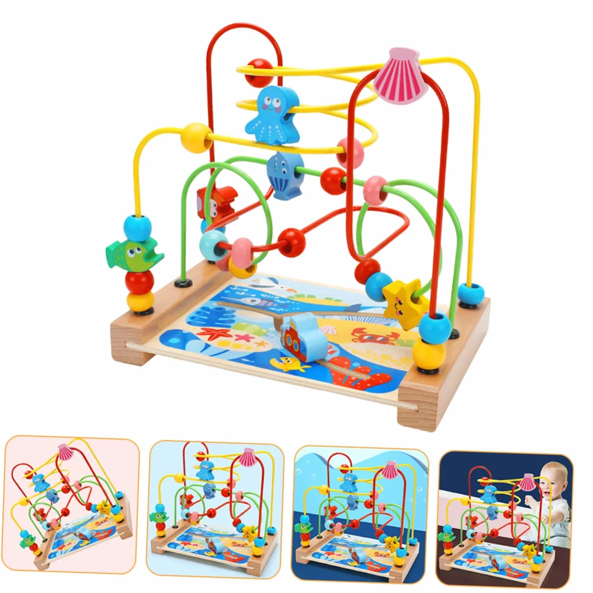 VANZACK Labirinto per Perline Bead Maze Roller in Legno 1 Pezzo | Giocattolo Educativo Precoce, Decorazioni Scuola, Compleanno e Festività