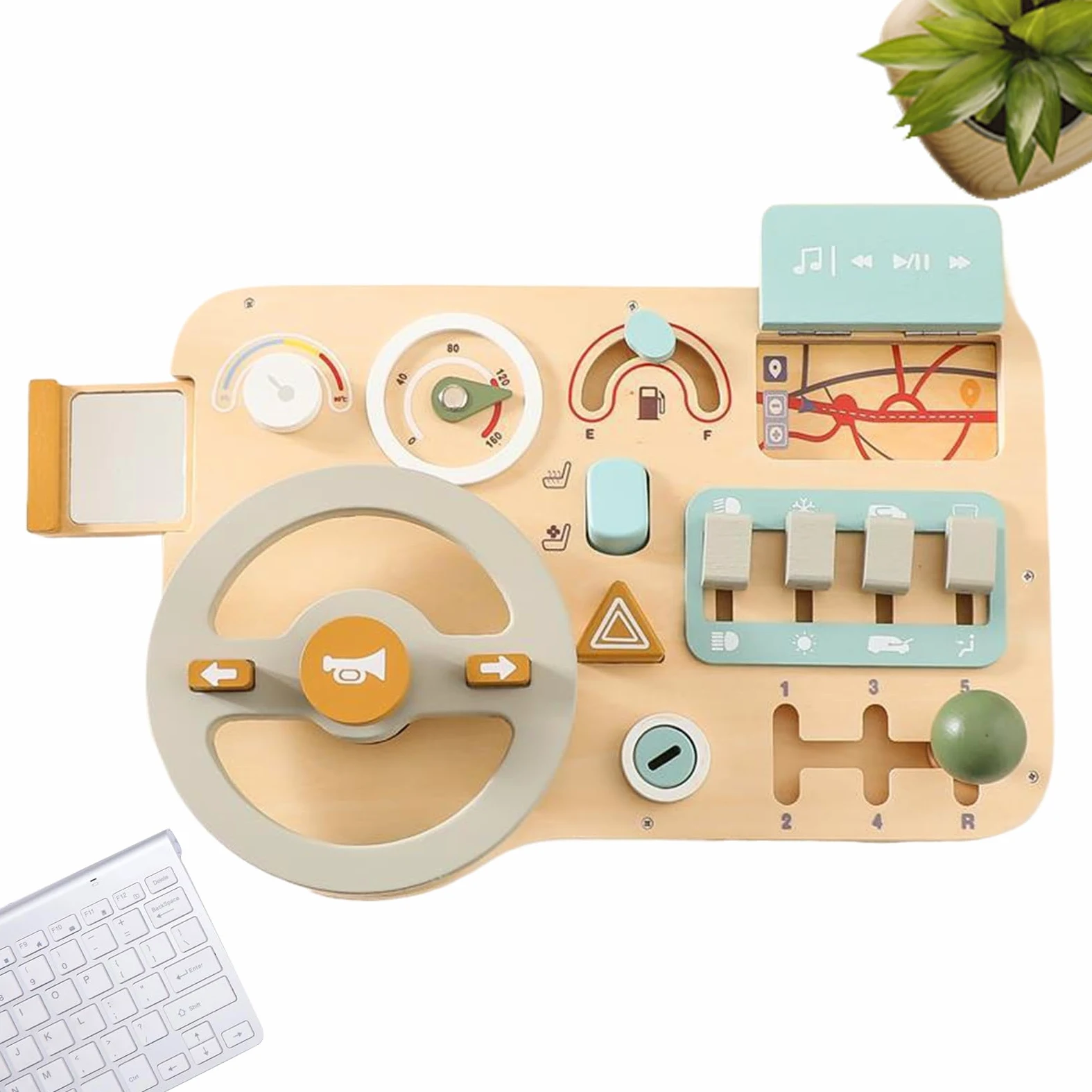 Generico Volante per Bambini Giocattoli Educativi di Guida in Legno | Antistress Giochi Sensoriali per Bambini Casa Aula Scuola Materna Feste Viaggi Compleanno