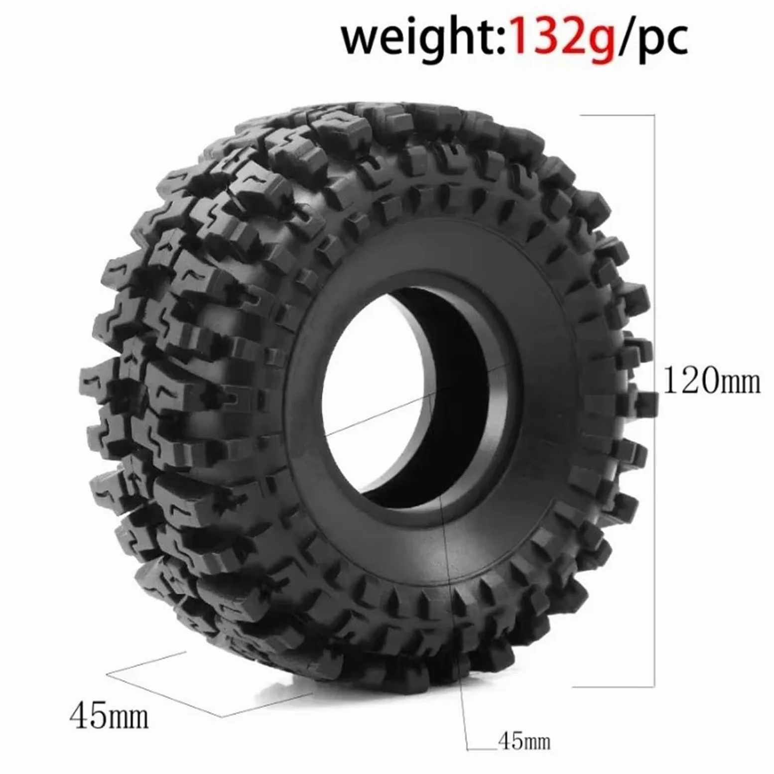 RC Car Pneumatico Ruota Compatibile con AXIAL per SCX10 II III per Capra per TRXS per TRX-4 1/10 RC Truck 1.9" per Rock Crawler Pneumatici Pneumatico da 120mm