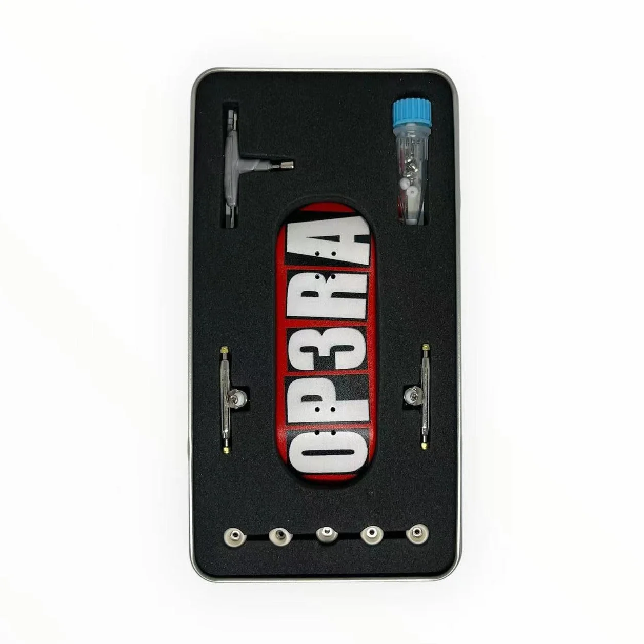LEEFAI Op3ra Pro Fingerboard Completo 34 × 96mm Concavo Medio Medium kick - Base in Legno di Acero, Grafica con Stampa UV - Truck Pro e 5 Ruote con Cuscinetti in Uretano, Boccole di Ricambio