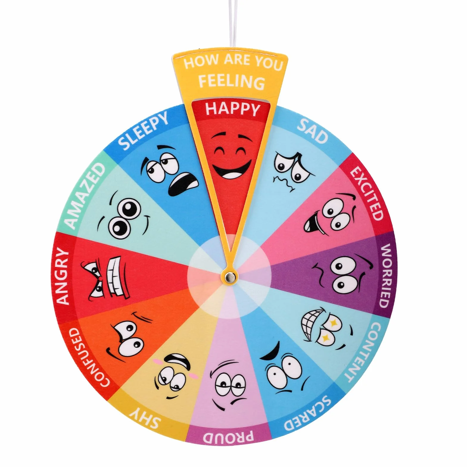 Ruota Sentimenti per Bambini, Ruota Emozioni Sentite con 12 Immagini di Espressione delle Emozioni con Corda Sospesa per Attività di Apprendimento Socio-Emotivo