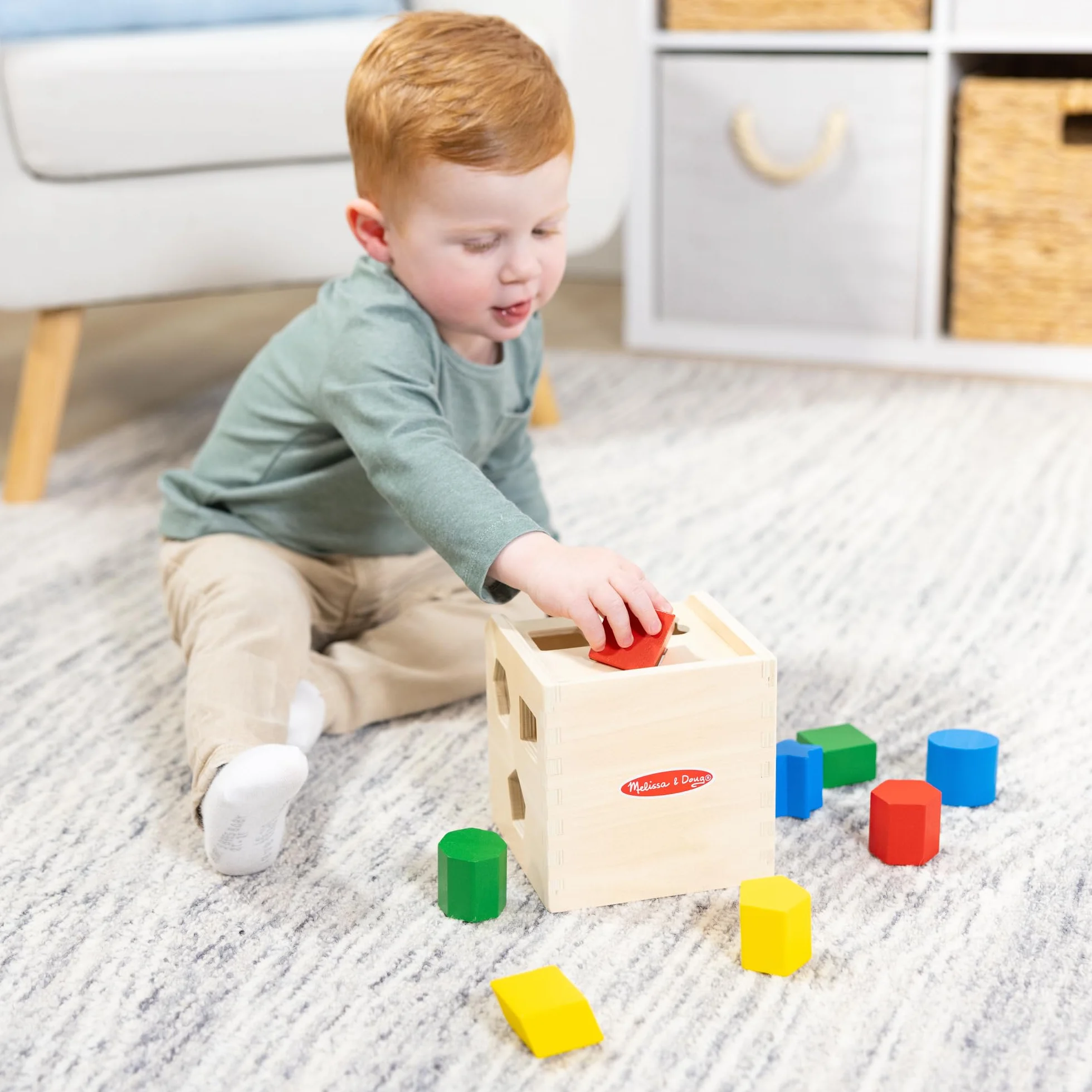 Melissa & Doug Cubo Incastri - Forme Geometriche in Legno, Giochi Educativi, Montessori, Regali per bambino e Bambina, +2 Anni