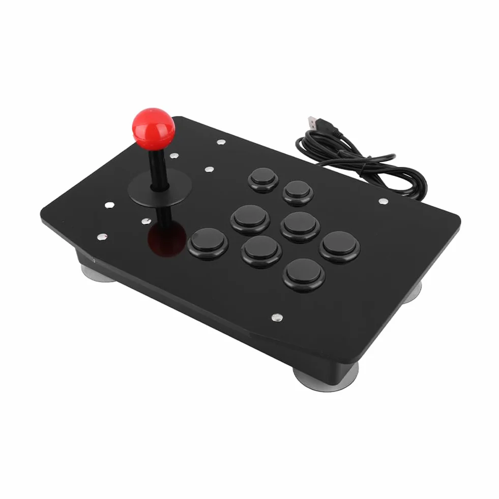 Joyzan Arcade Stick, Joystick Arcade da Gioco a 8 Pulsanti Fighting Street Rocker Fighter Maniglia Fisso Grande Pannello Maniglia Rotazione Controller Parti Ricambio Stile Competizio 29,6x19,7x11,5cm
