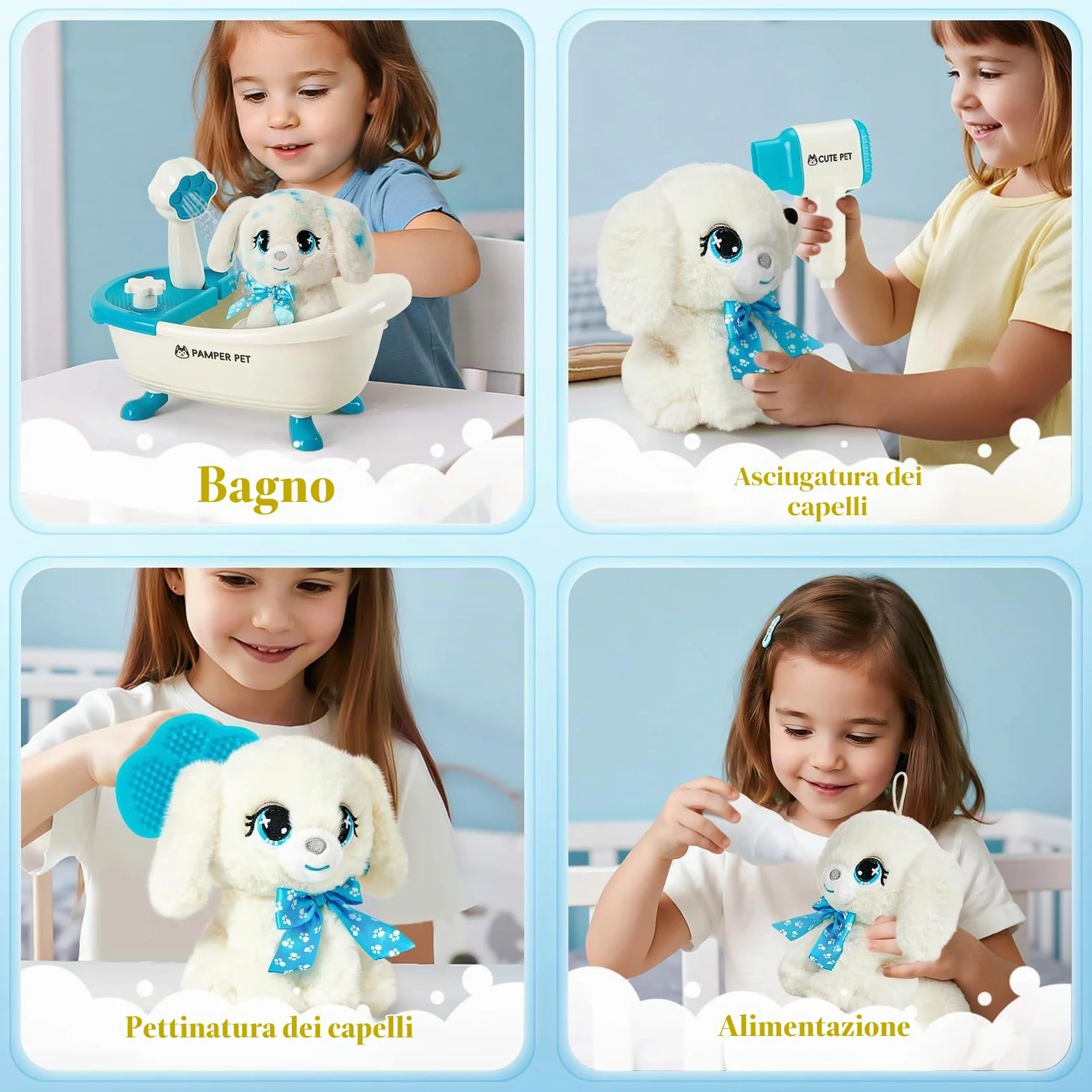 Toylink Cane Giocattolo Bambina, Peluche Cane con Vasca da Bagno a Spruzzo e Penne Lavabili, Regali Compleanno Bambina, Giocattoli Creativi per Bambini 4 5 6 7 8 Anni per Natale