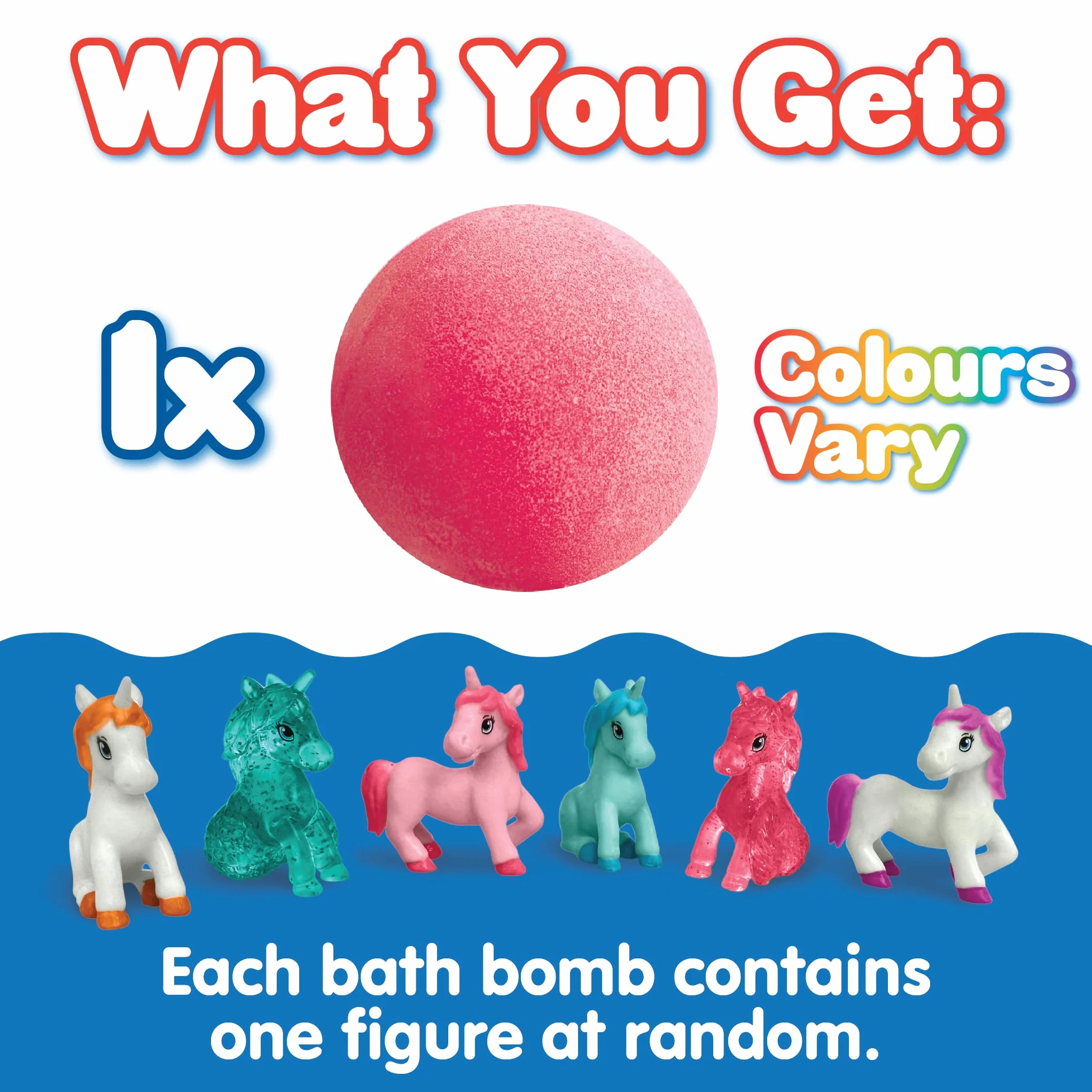 ZIMPLI - Grande Bomba da Bagno Unicorno a Sorpresa, 1 di 6 Giocattoli Unicorno da Collezionare, Uno per Baff Bomb, Giocattolo da Bagno Collezionabile per Bambini