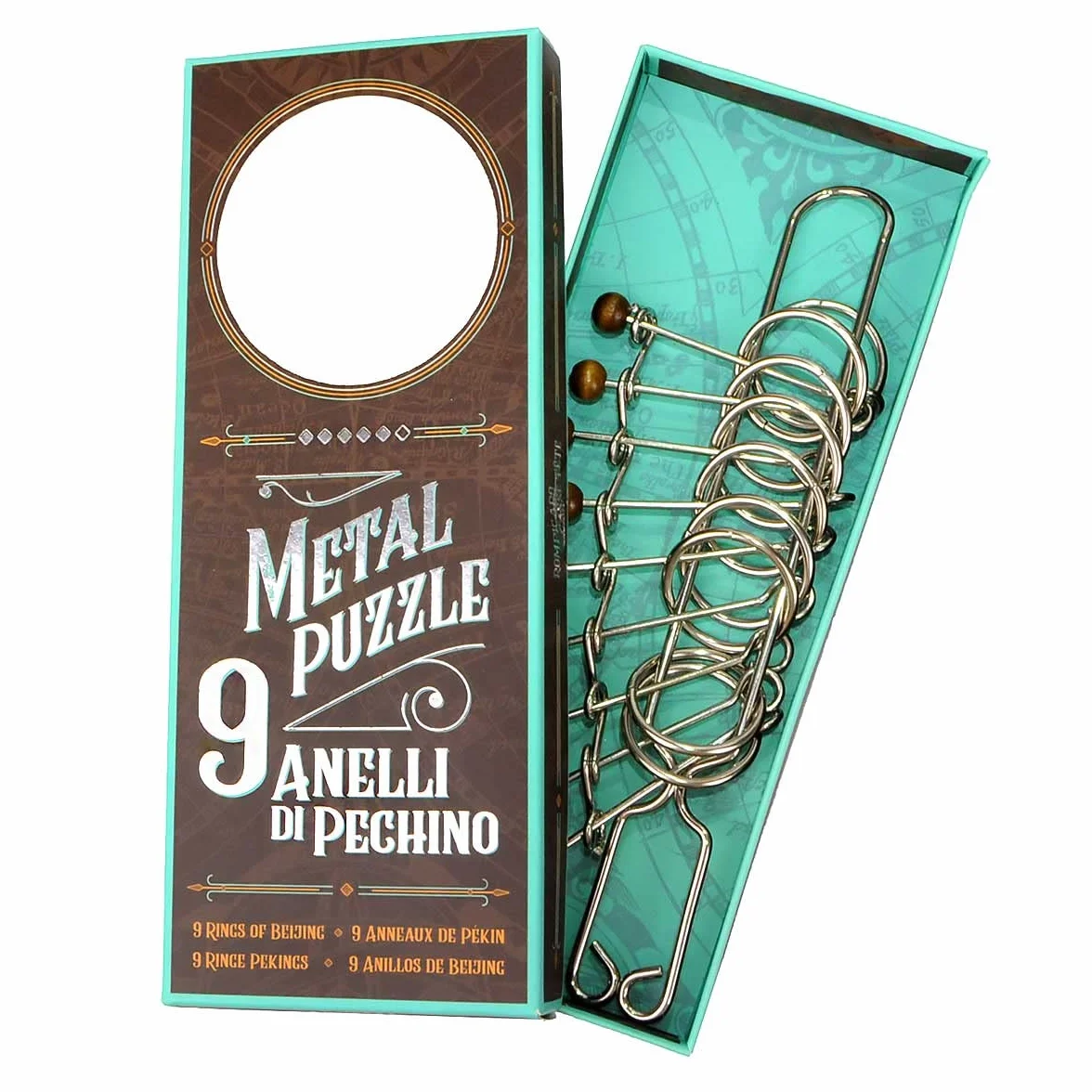 Logica Giochi Puzzle metalowy 9 anelli Pechino Difficoltà 5/6