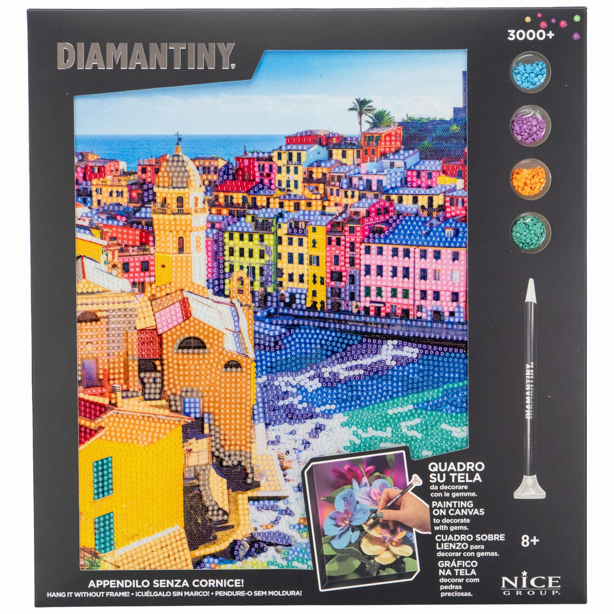 DIAMANTINY Level Up - QUADRO - Creative Art, Diamond Painting Kit, crea il mosaico Cinque Terre
