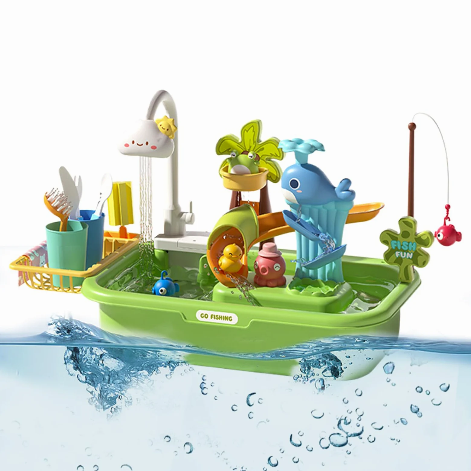 Generico Tavolo Acquatico Tavolo Sabbia e Acqua | Interattivo Educativo Sensoriale con Pompa per Cortile Spiaggia Casa Esterno Sviluppo Abilità Motorie