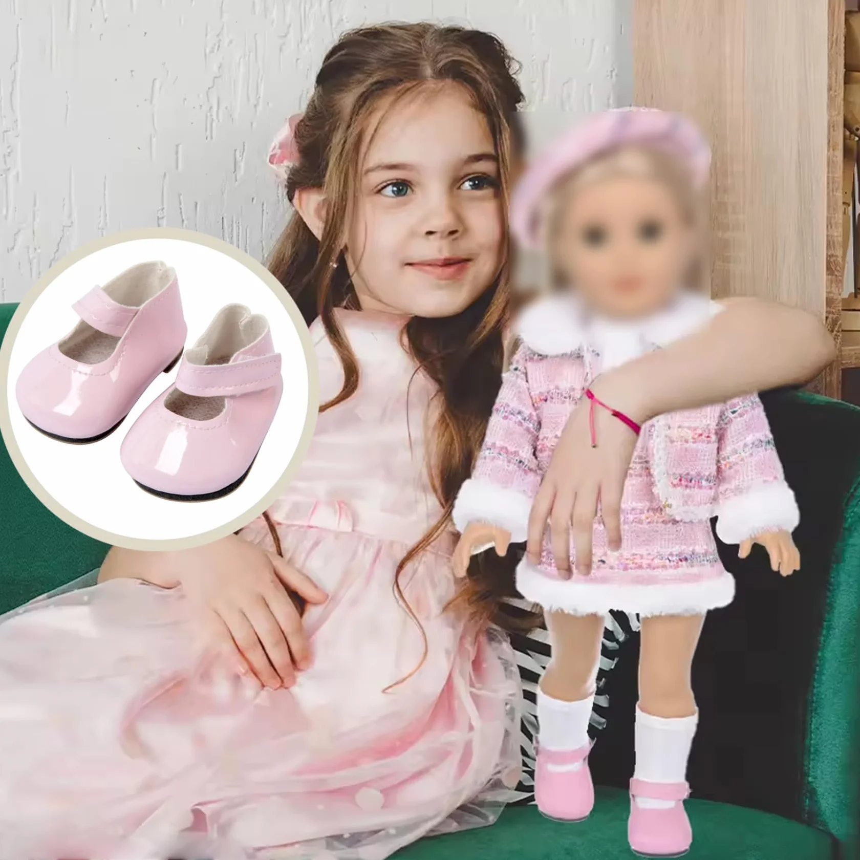 Simpatiche scarpe da bambola in PU per bambole da 18 pollici, 1 paio di calzature decorative in miniatura per casa delle bambole e accessori per la casa