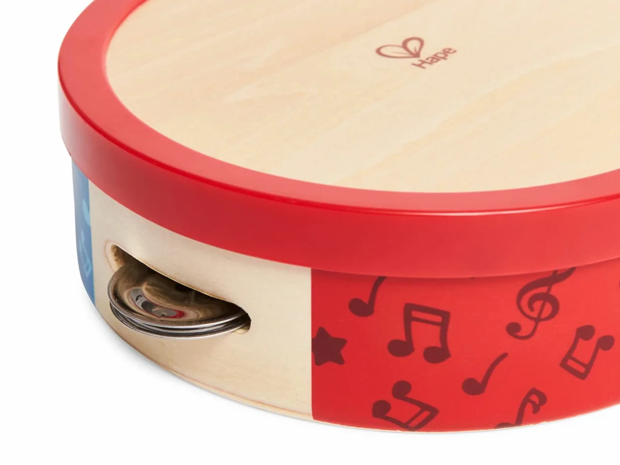 Hape Tamburello in legno 2 in 1 | Tamburello per creare tanti suoni | A partire dai 12 mesi