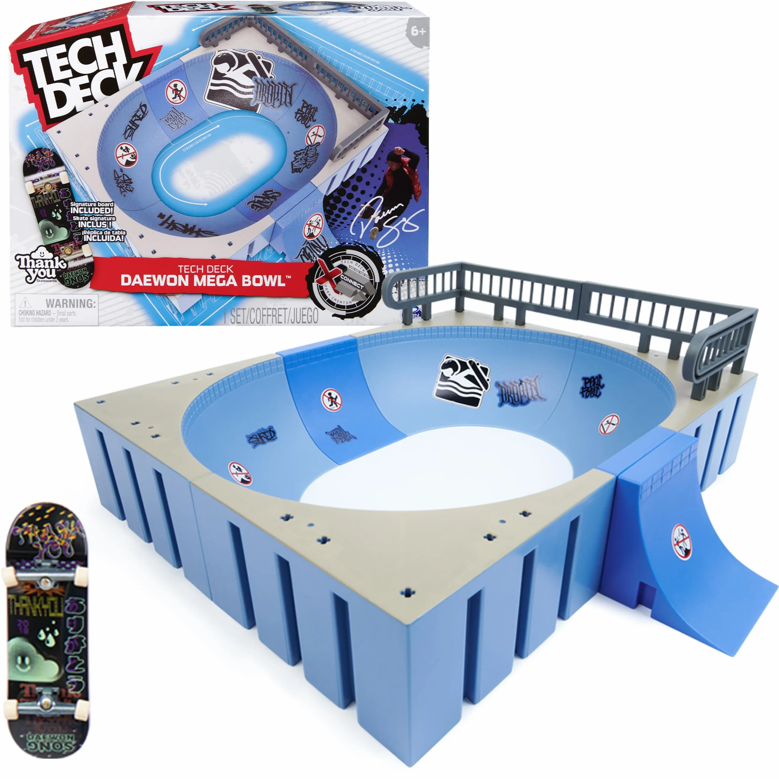 Tech Deck - Finger Skate - Mega Bowl X-Connect - Tech Deck Skate Park Rampa 100% modulabile da Costruire e Personalizzare + 1 Finger Skate Thank You Esclusivo - Mini Skate - Giocattolo per Bambini 6