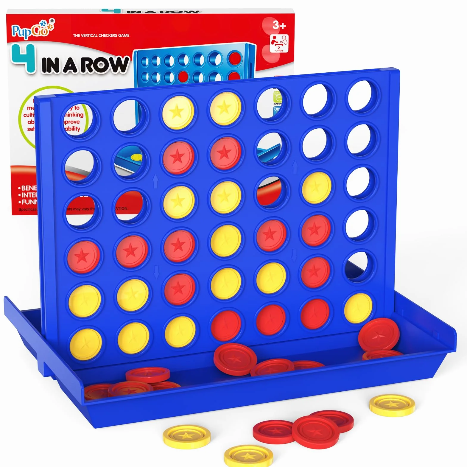 Pup Go Giochi da Tavolo 4 in Linea Formato Standard per Bambini 3+ Anni, Regali Natale per Bambina and Ragazzo, Classico Gioco di Società Familiare, Portatile da Viaggio per 2 Giocatori