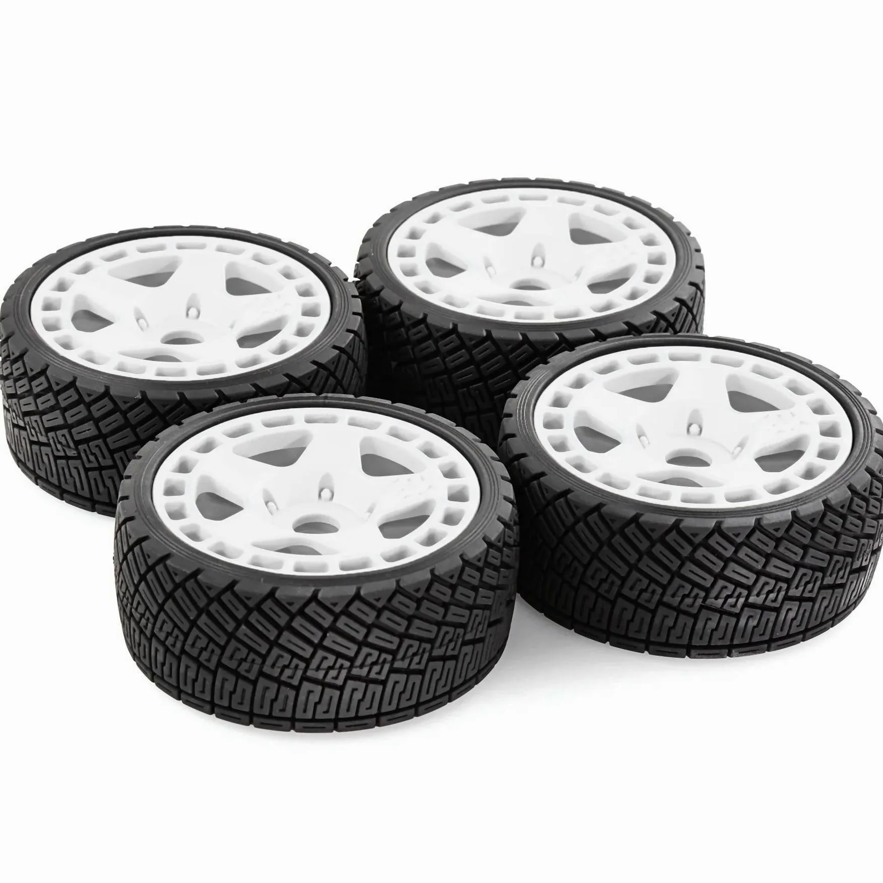 4PZ Gomme Rally RC 100mm 1/7 1/8 Esagono 17mm | ARRMA, Traxxas, Redcat, Team Losi, Kyosho, HPI WR8, HSP(White)