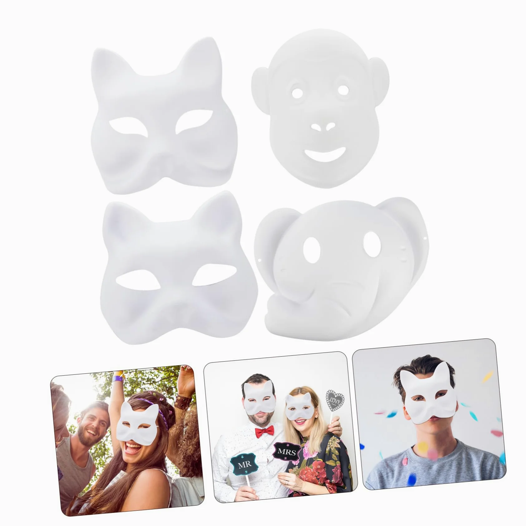 VALICLUD Maschera Vuota Costume Accessori Bianchi Maschere Cosplay Di Volpe Non Verniciato Maschere Fai Da Te Non Dipinte Maschera Veneziana Animale Fai Da Te Vuoto Carta Bianca