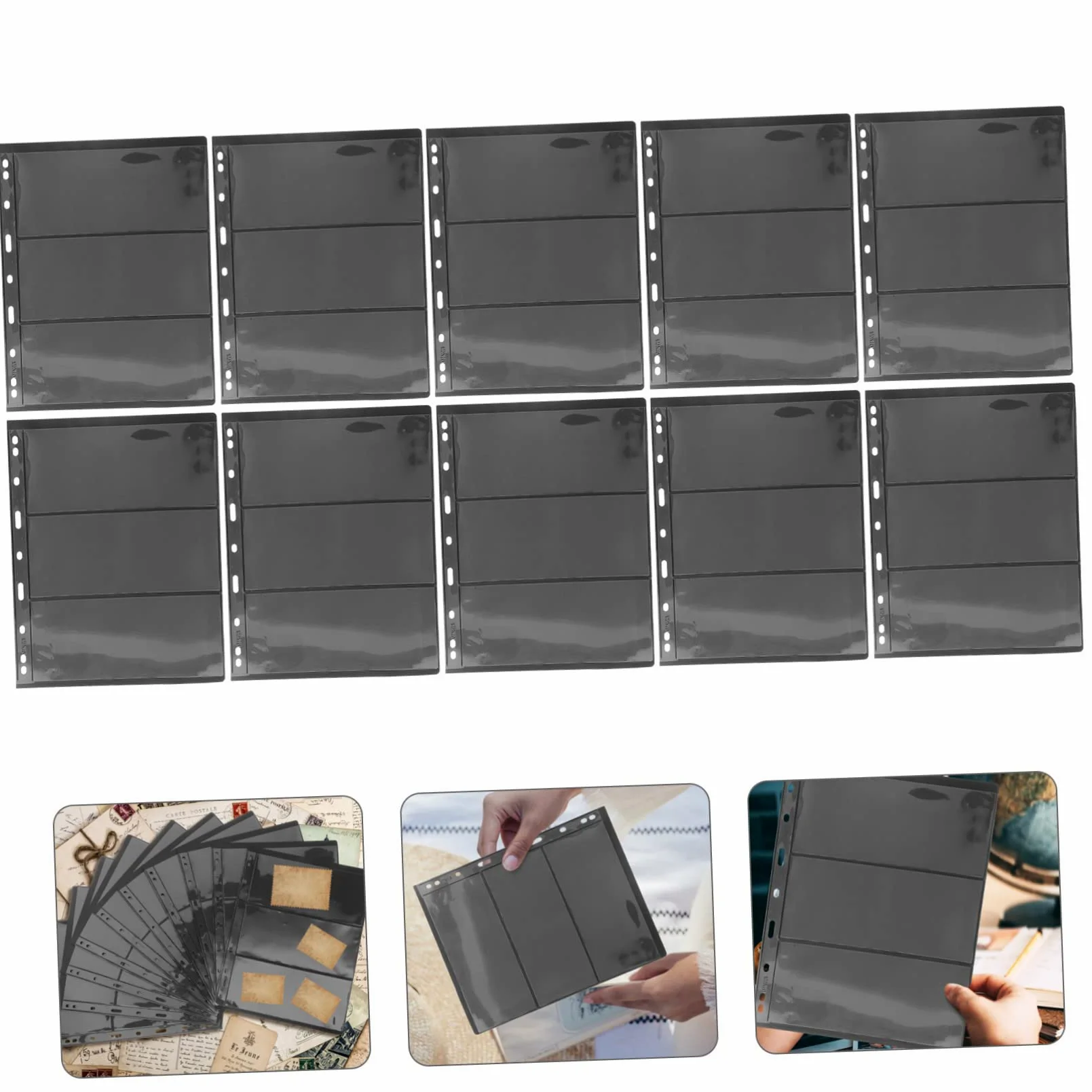 Hohopeti 10fogli Raccoglitore Scatola Espandibile in Pvc Di Libro Di Francobolli Mobili Per Collezionisti Porta Francobolli Trasparente Riutilizzabile e Cancellabile Tasca Porta