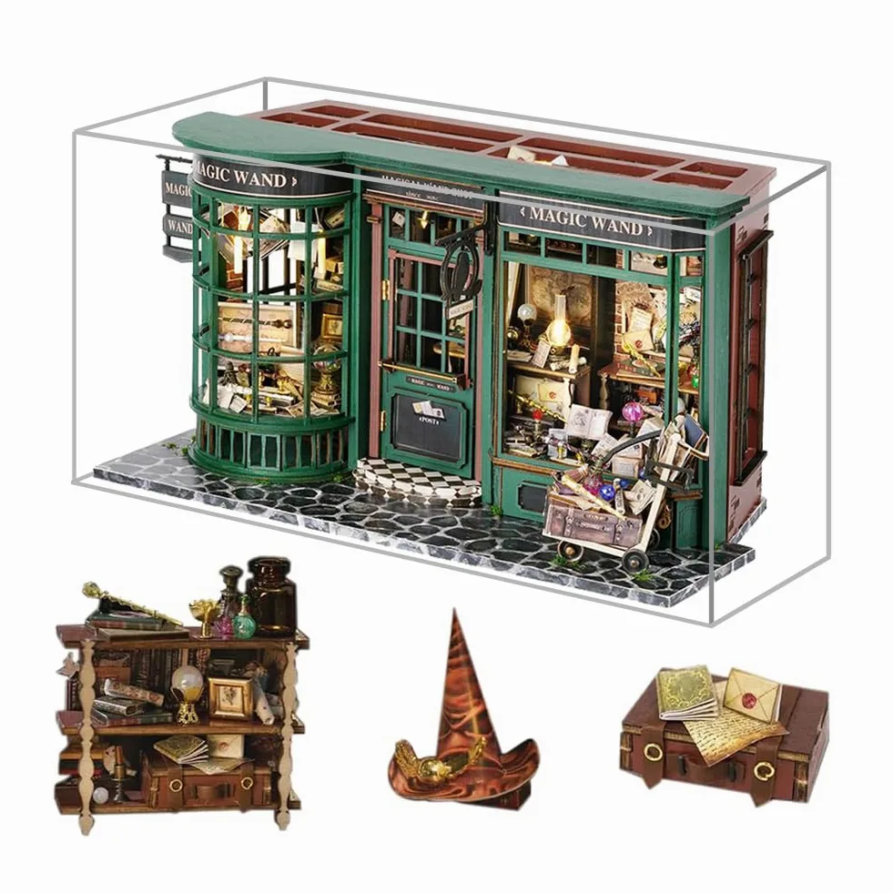 Magic Shop - Casa delle bambole con copertura antipolvere, kit di mobili per la casa delle bambole in miniatura, scala 1:24, regalo creativo per bambini, adolescenti, regalo di compleanno