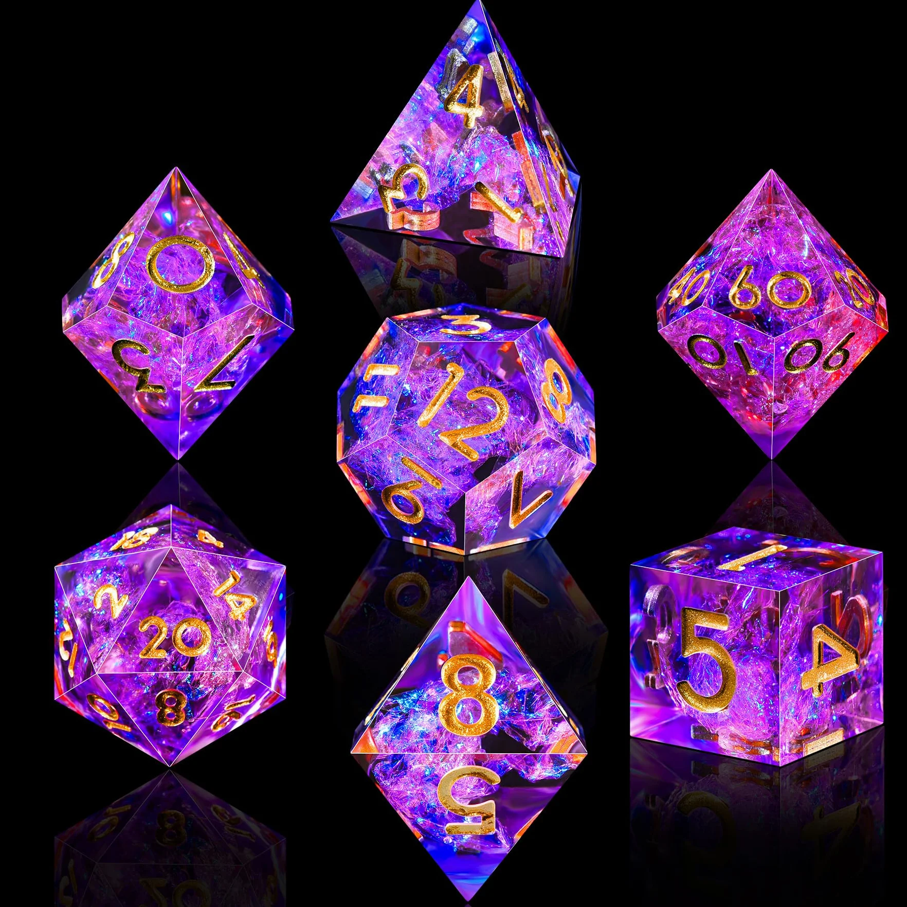SIQUK 7 Pezzi Dadi Poliedrici Dadi da Gioco Polyhedral Dadi 7-Die DND Dice Set D4 D6 D8 D10 D12 D20 D% per DND RPG MTG Dungeon and Dragons, Pesca & Blu