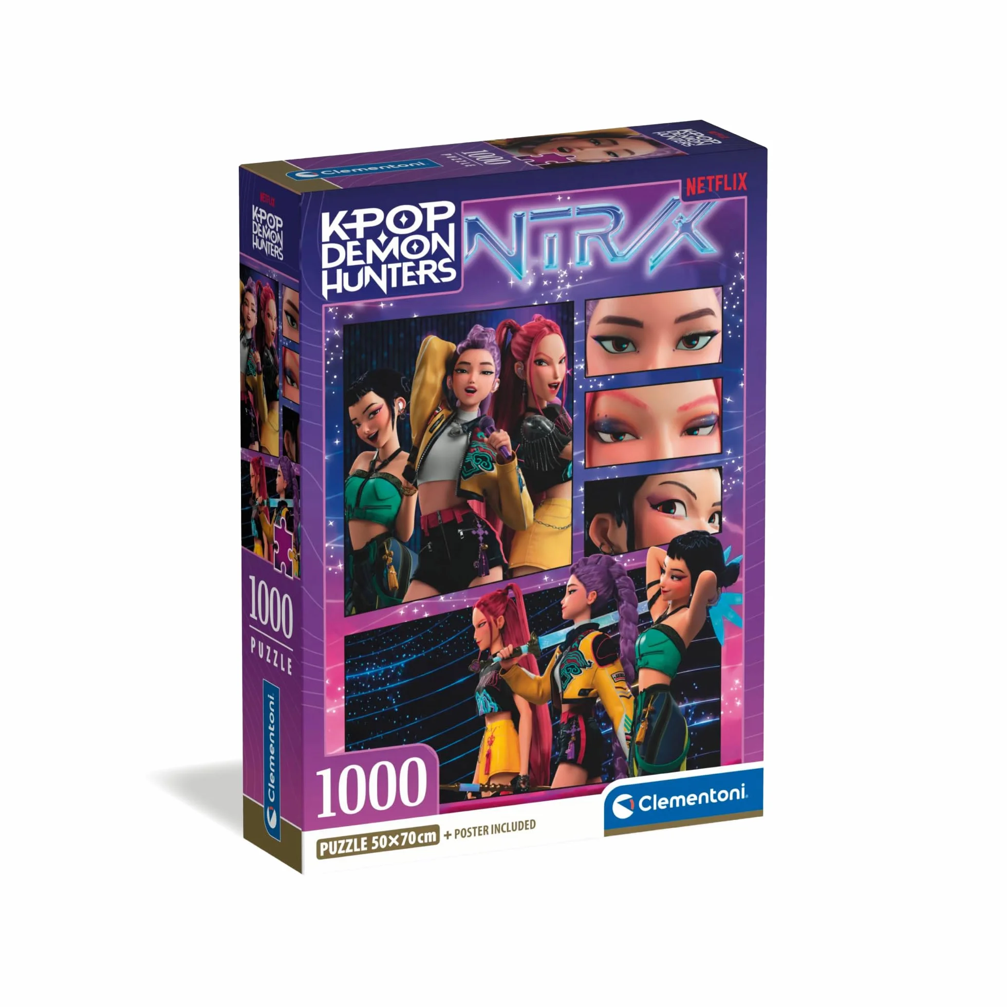 Clementoni Puzzle 1000 Pezzi per Adulti e Ragazzi, Illustrazione con Tema K-pop Demon Hunters, Idea Regalo, Made in Italy, 70x50 cm, Poster Incluso, 37125